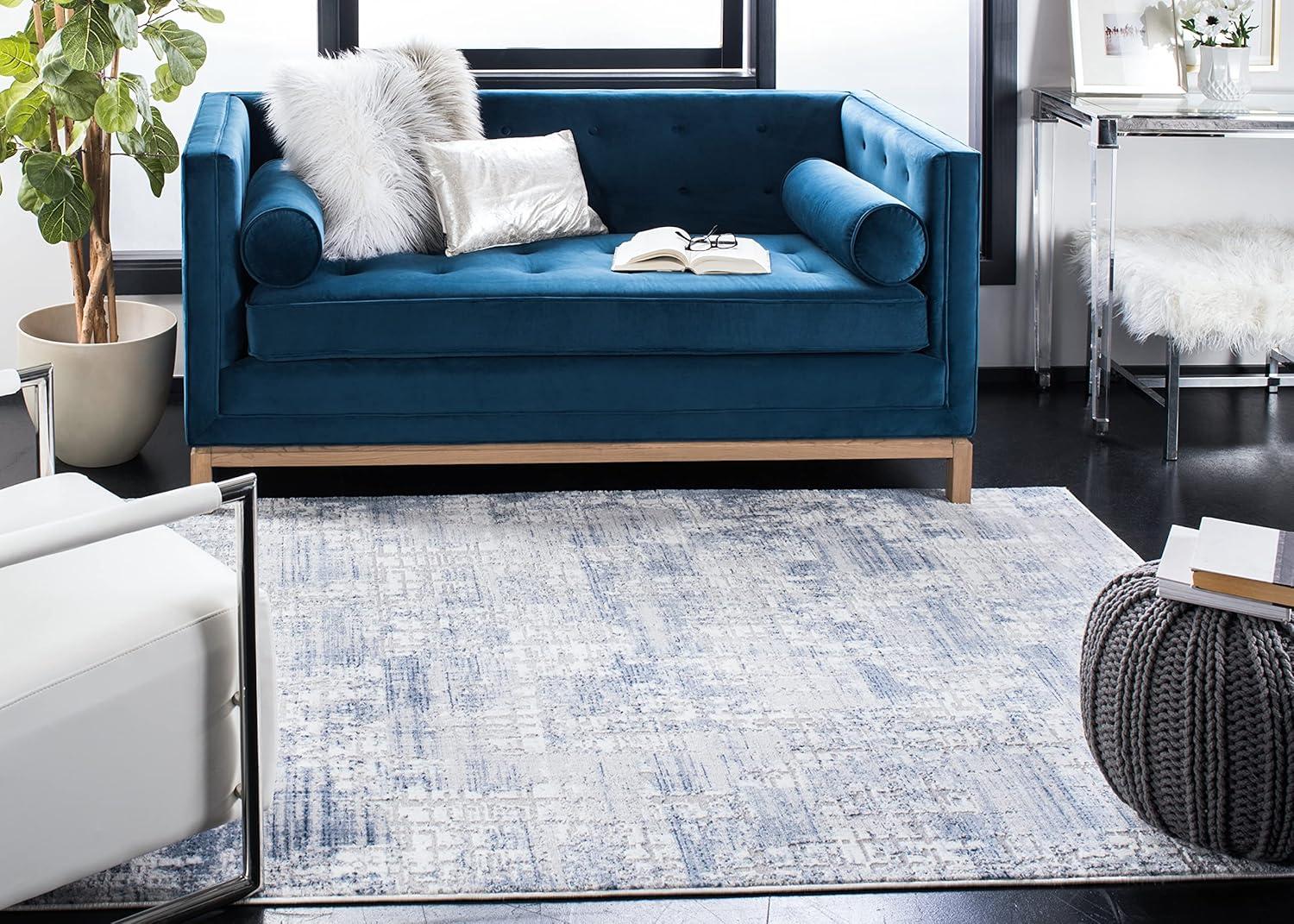 SAFAVIEH Amelia Carrie Abstract Distressed Area Rug, Blue/Grey, 9' x 12'