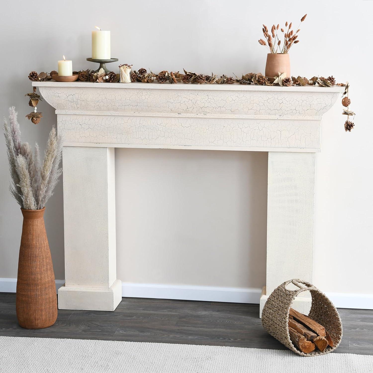 Storied Home Monolith Decorative Fireplace Mantel Cream: Fir Wood & MDF, Wall Mount, 49.625"H