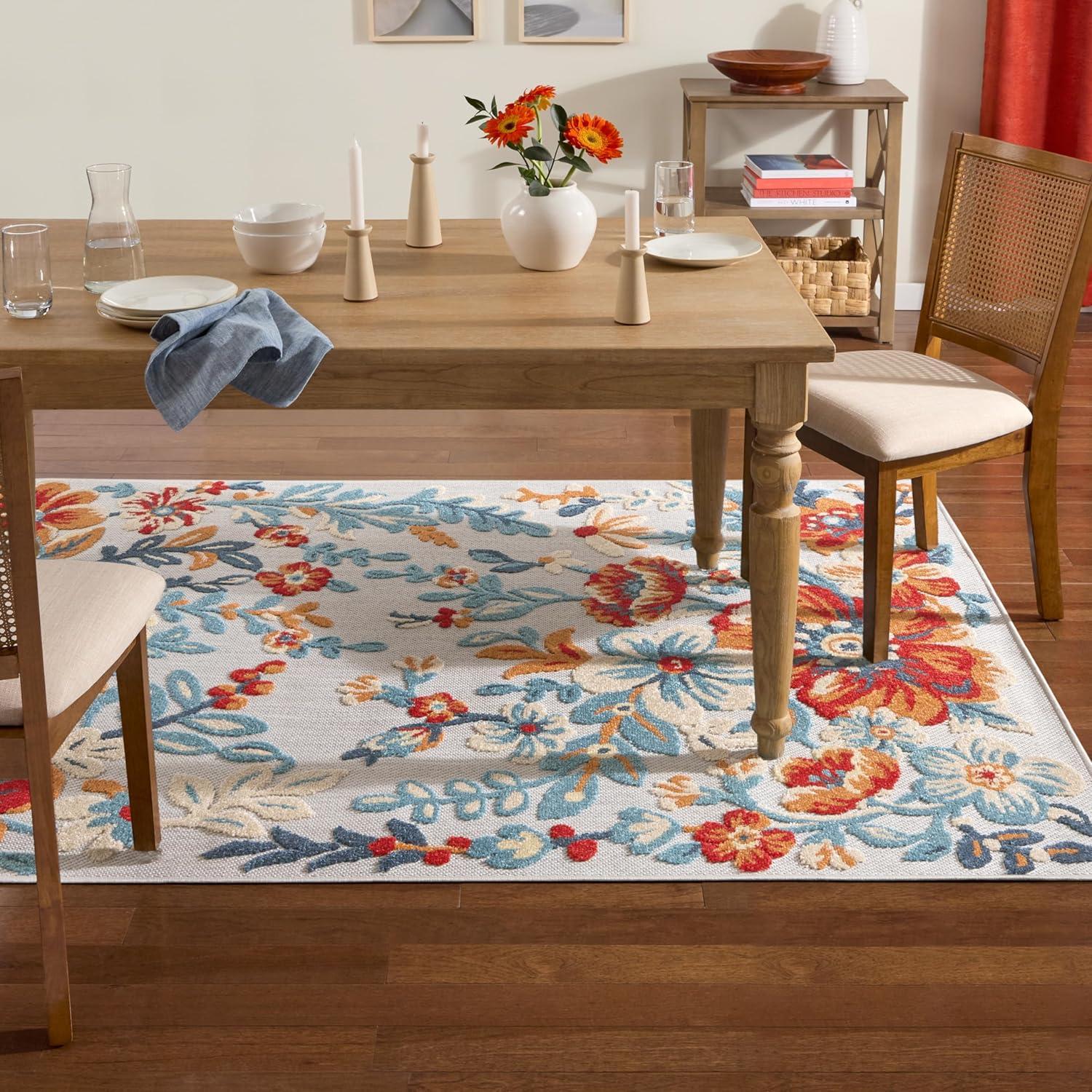 TOWN & COUNTRY EVERYDAY Hibiscus Bloom Modern Floral Indoor Outdoor Area Rug