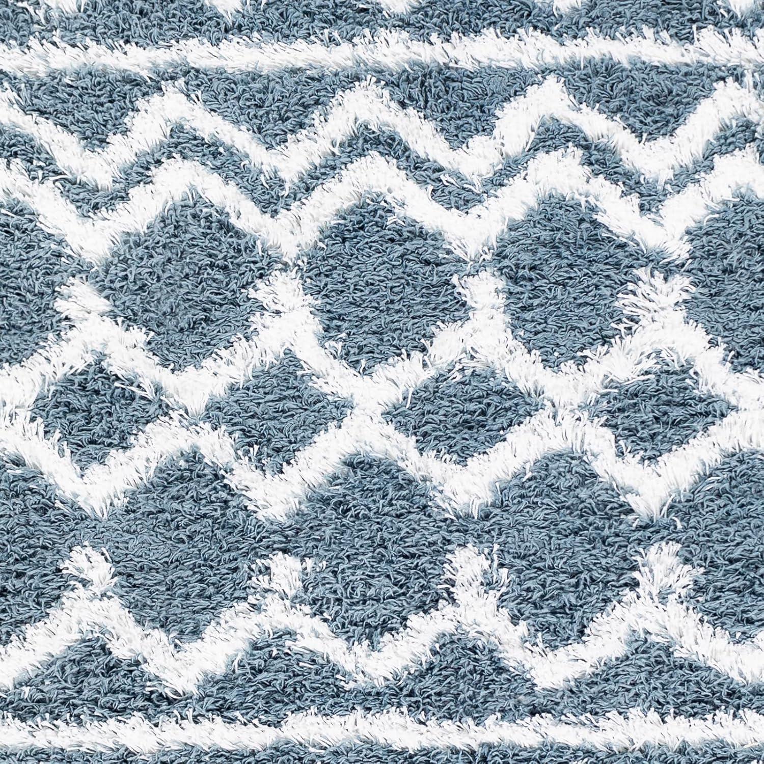 Blue Trellis Rectangular Stain-Resistant Shag Rug, 2' x 2'11"