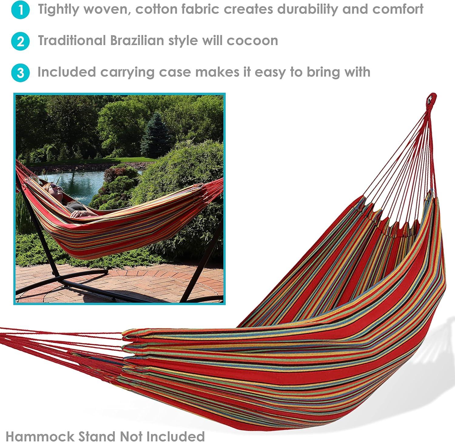 Sunnydaze Large Sunset Cotton Brazilian Double Hammock