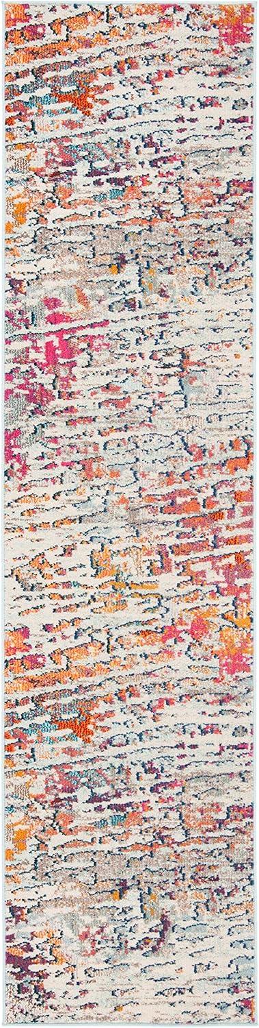 Madison MAD454 Power Loomed Indoor Runner Rug - Light Blue/Orange - 2'2"x6' - Safavieh