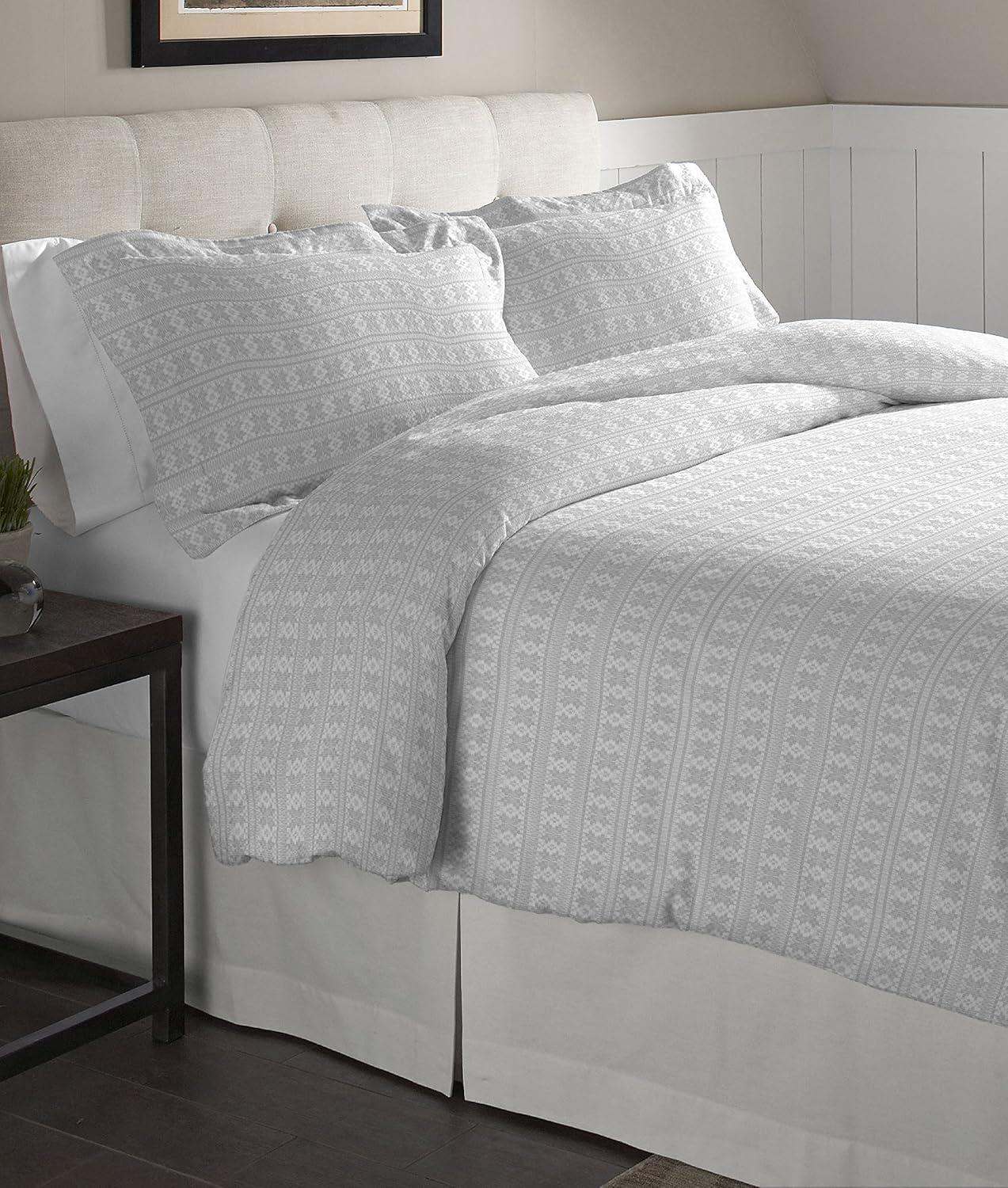 Gray King Cotton Reversible Nordic Duvet Set