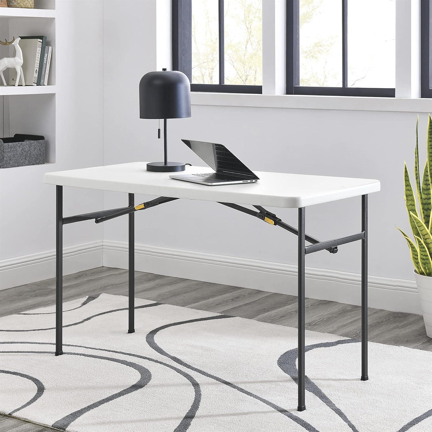 White 4ft Folding Utility Table with Steel Legs