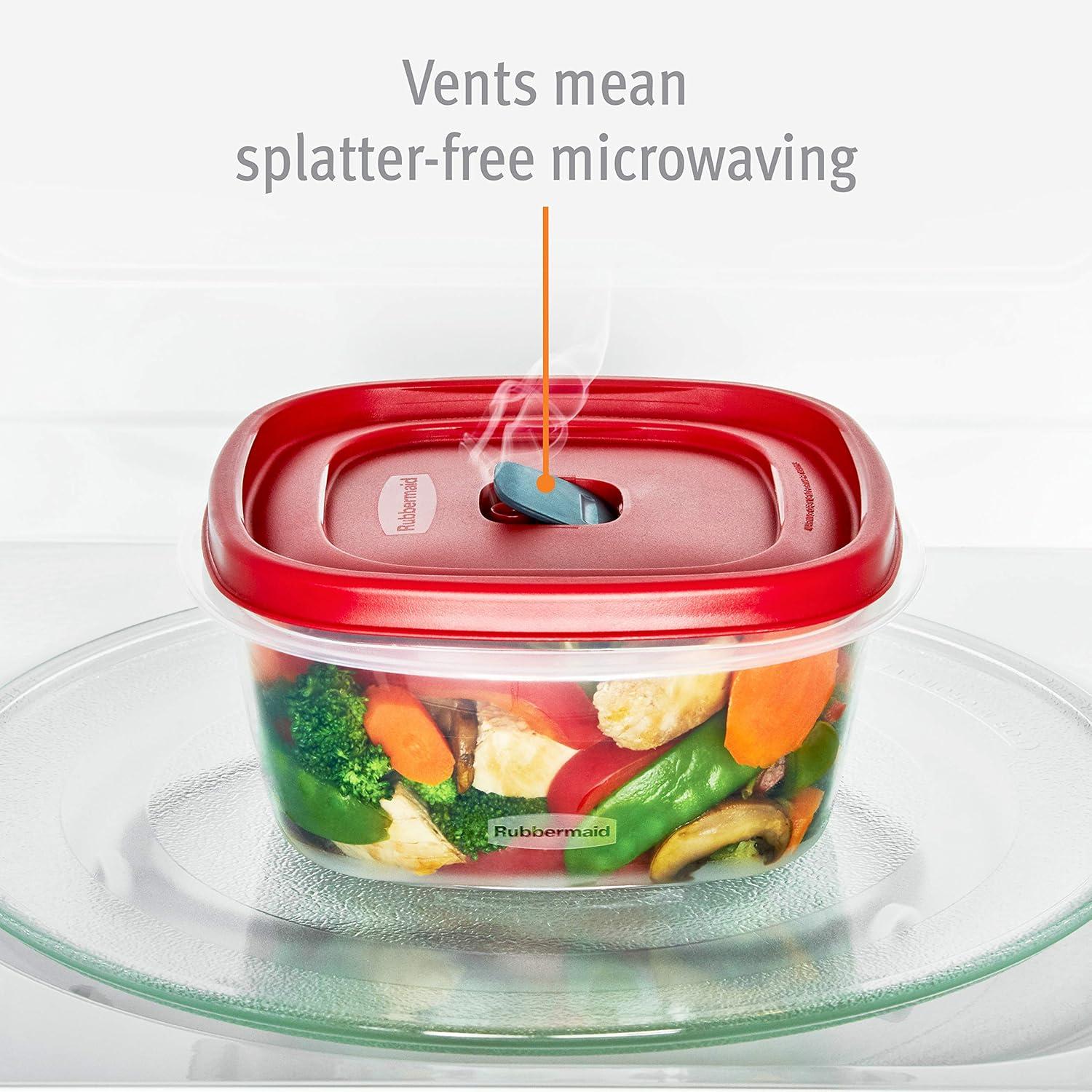 Clear 7-Cup Plastic Food Storage Container with Red Lid