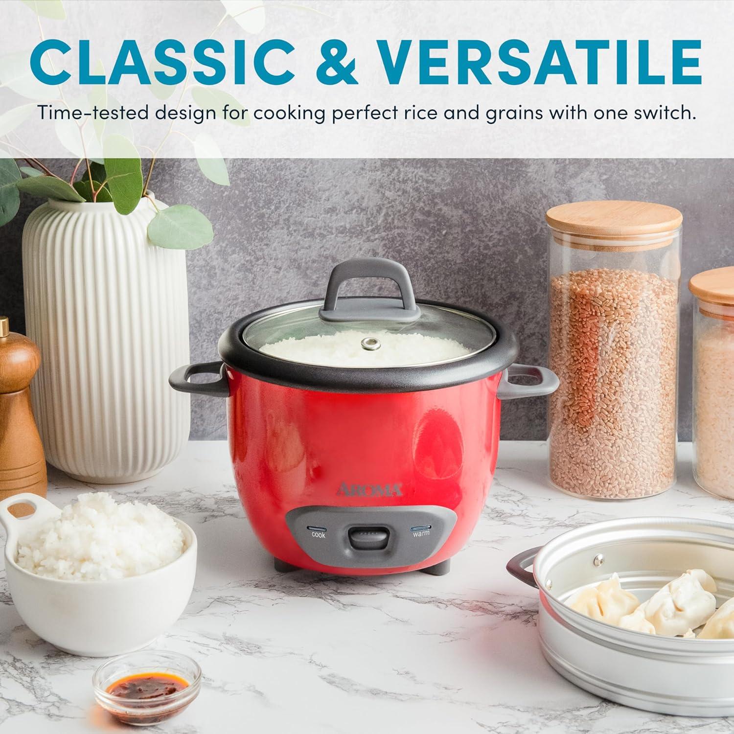 Aroma AROMA Rice Cooker, 7-Cup (Uncooked) / 14-Cup (Cooked), Steamer, Grain Cooker, 3Qt