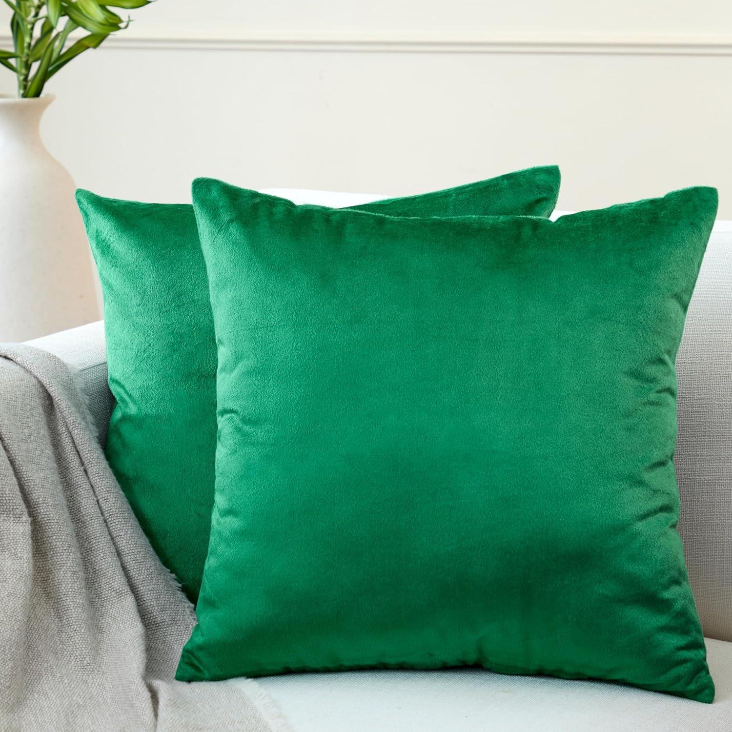 Nmkwnr 2 Pack Soft Velvet Throw Pillow Covers Solid Square Pillow Cases Modern Cushion Covers Case for Sofa Car Office Living Room, 18x18inch