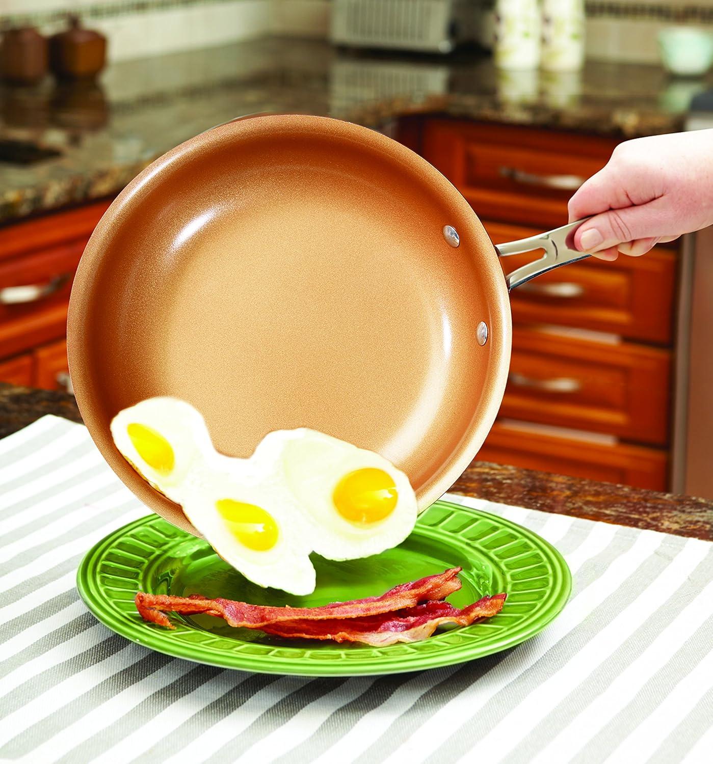 Red Copper As Seen On TV Ceramic Copper Cookware Set Red