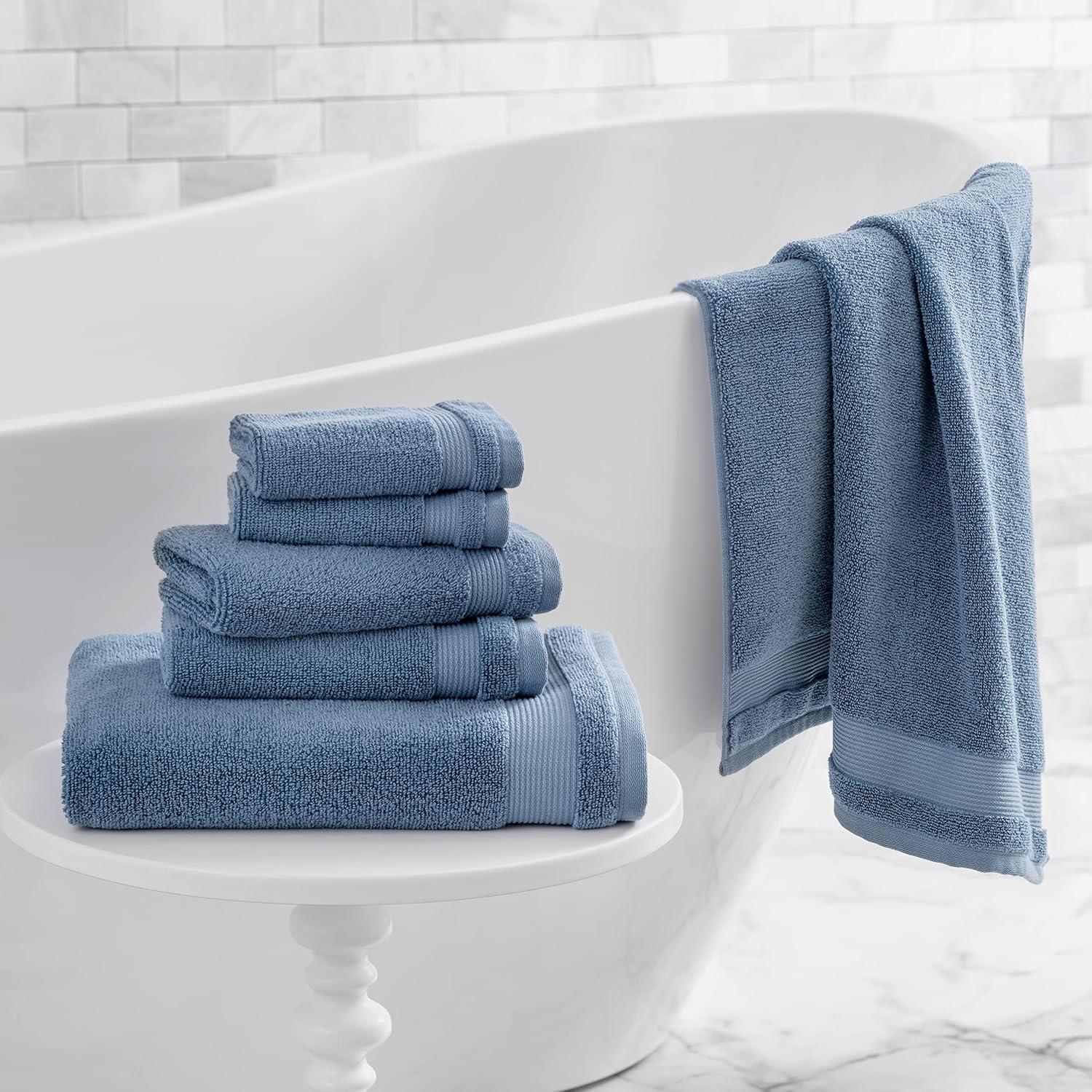 Blue 100% Cotton 6-Piece Bath Towel Set