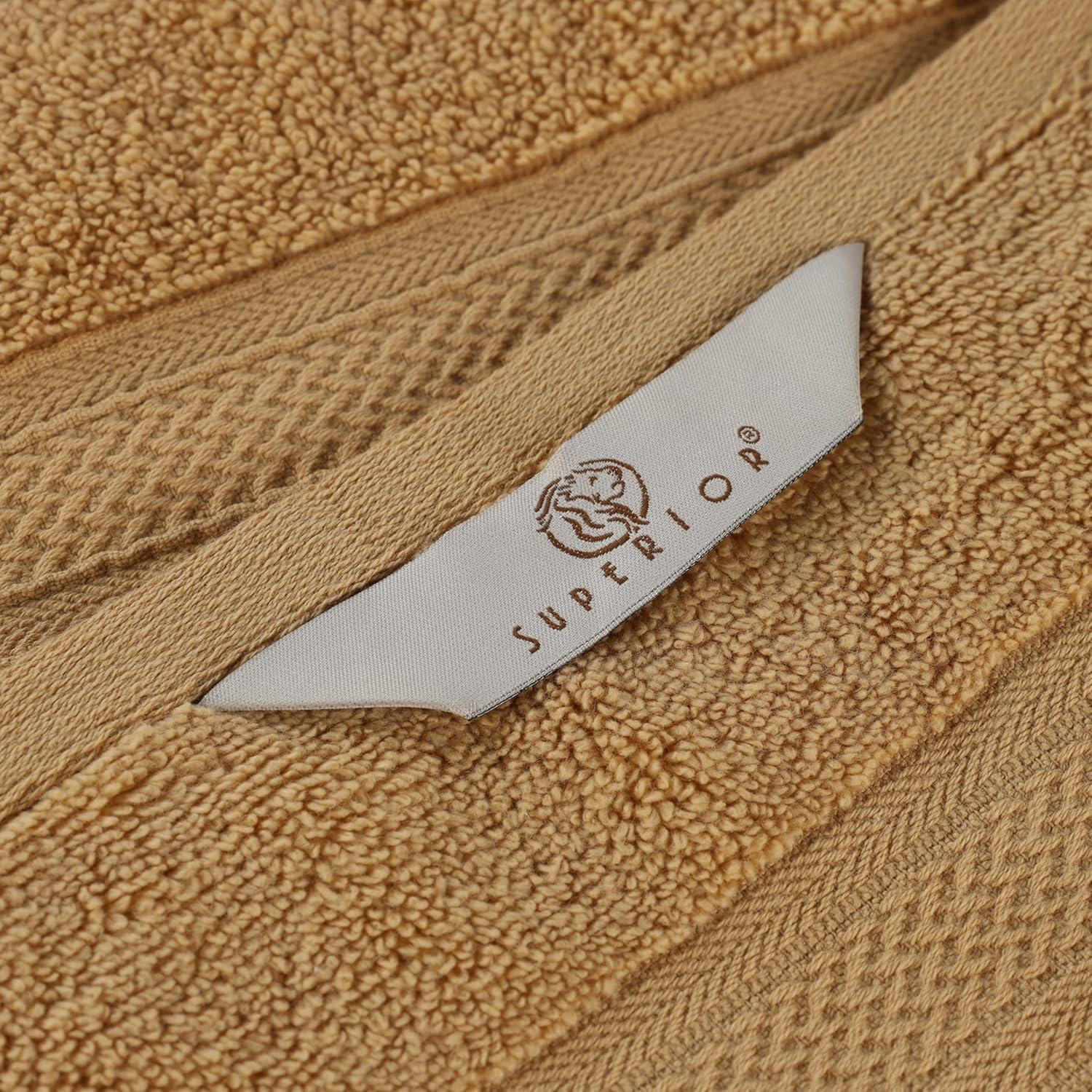 Superior Chevron Zero Twist Cotton 8-Piece Towel Set, Gold