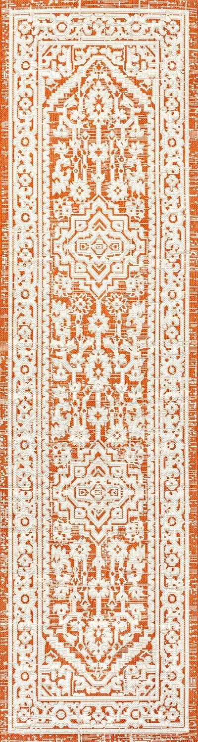 Sinjuri Medallion Textured Weave Indoor/Outdoor Area Rug - JONATHAN Y