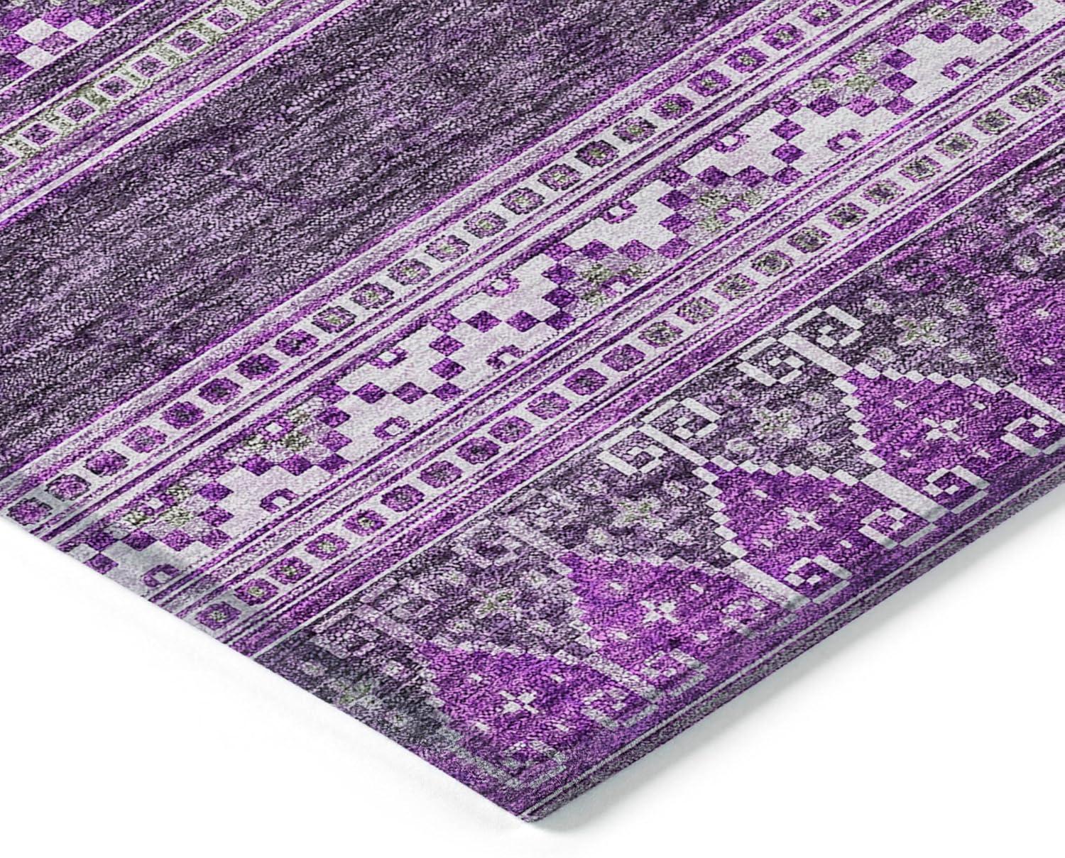 Purple and Gray Synthetic Flat Woven Reversible Rug