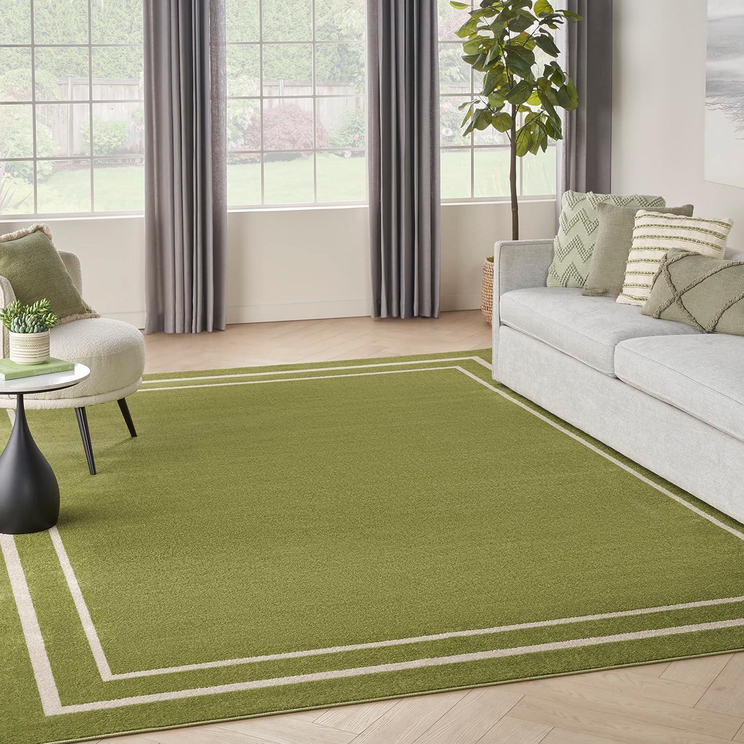 Nourison Essentials 9' x 12' Green Ivory Contemporary Indoor/Outdoor Rug