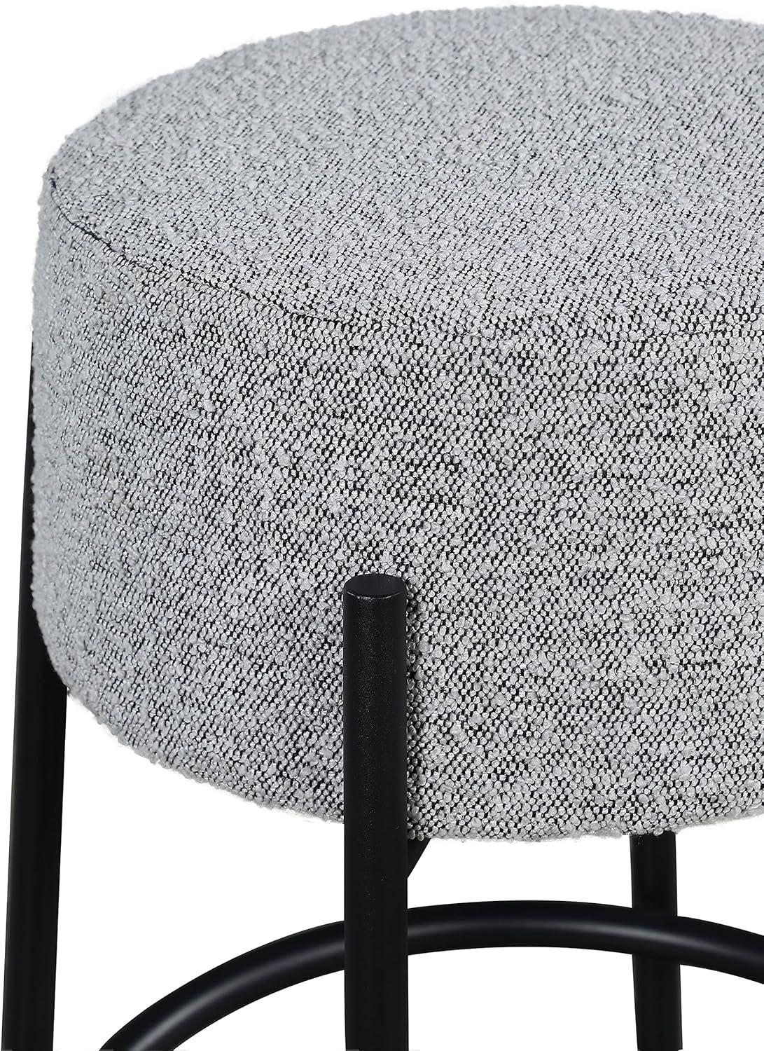 Meridian Furniture Avalon Grey Boucle Fabric Bar Stool