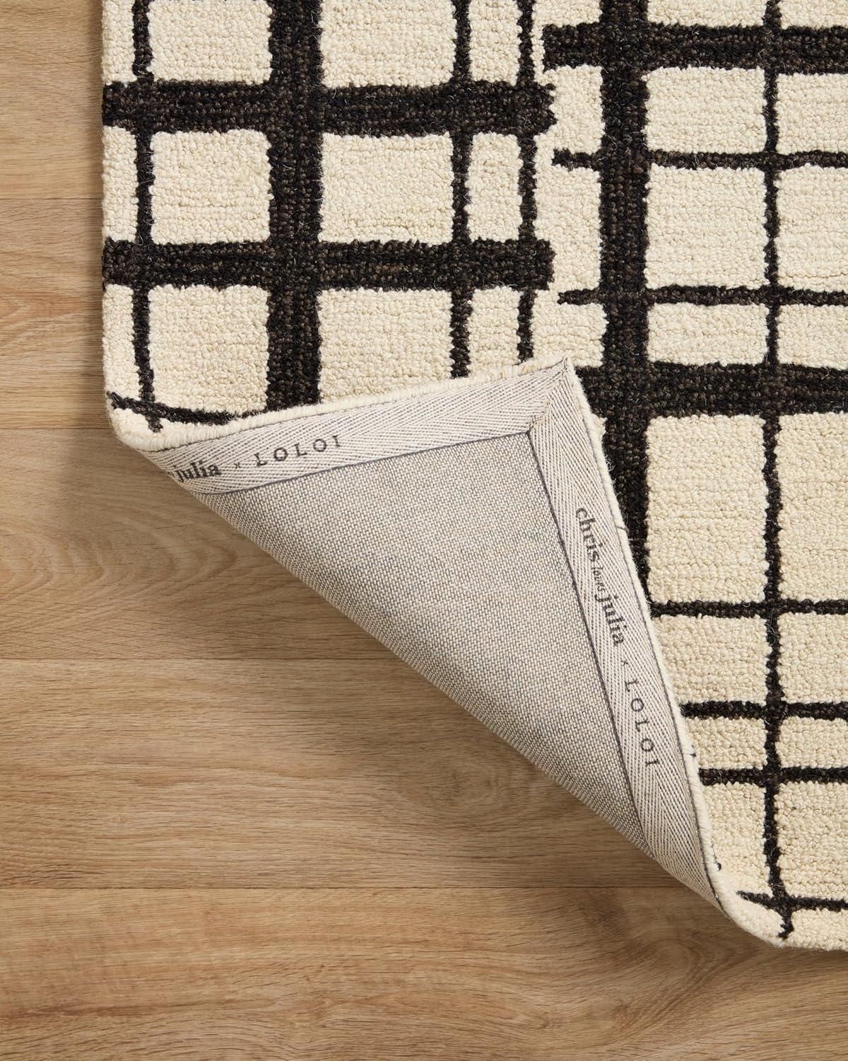 Polly Oversized Grid Black and Ivory Hand-Tufted Wool Rug