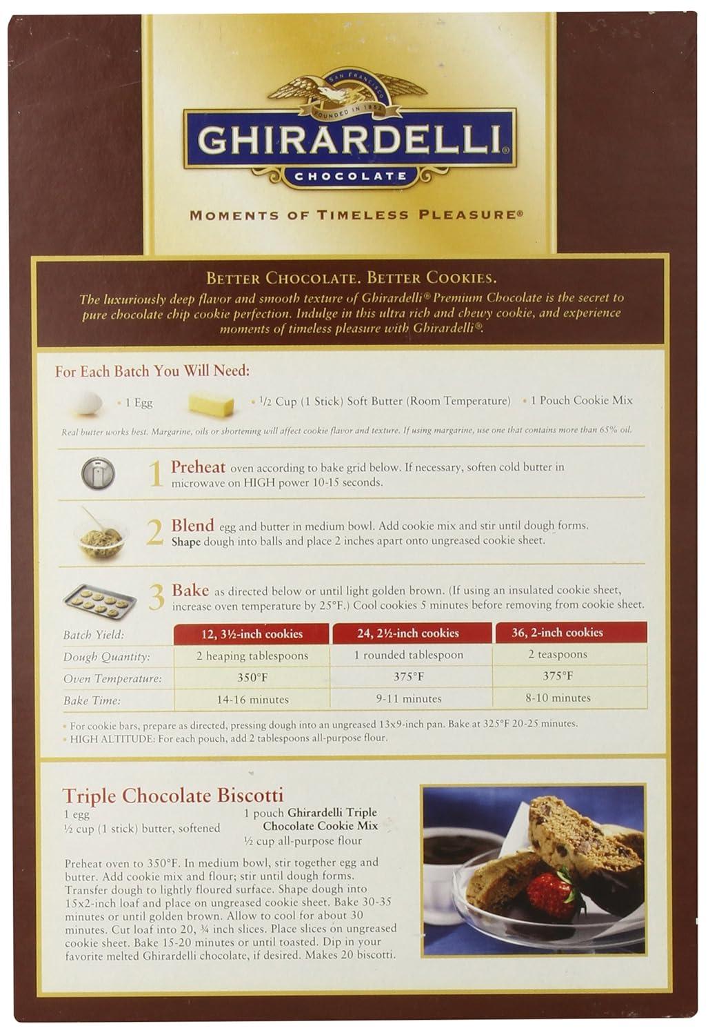 Ghirardelli Triple Chocolate Cookie Mix with Semi-Sweet, Milk, Bittersweet Chips - 52.5 oz