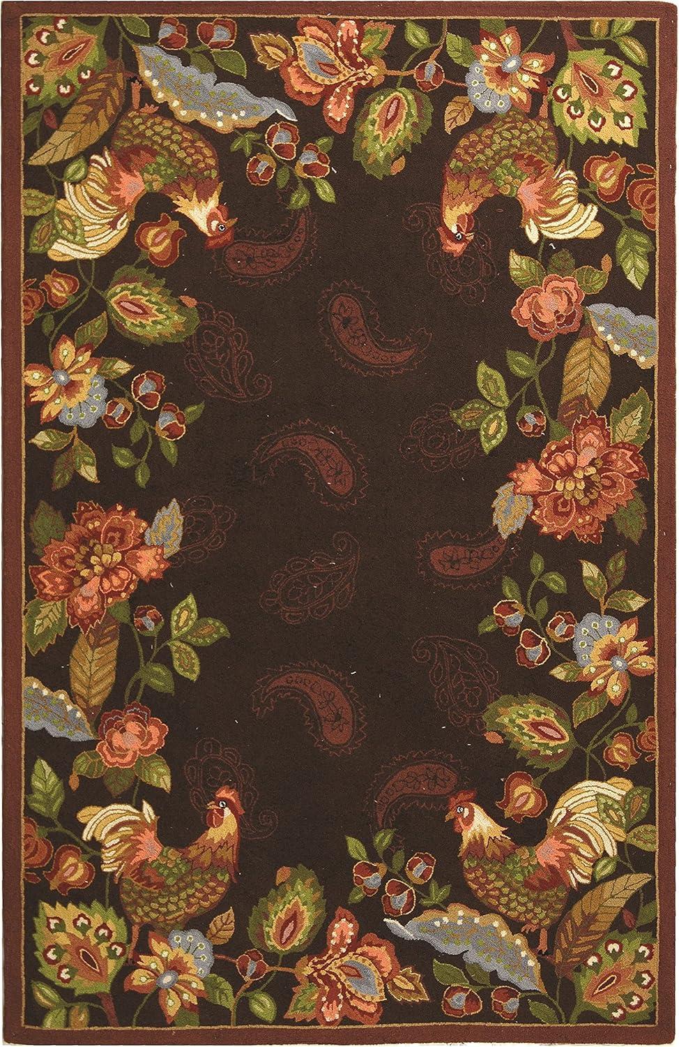 SAFAVIEH Chelsea Gracelyn Rooster Wool Area Rug, Maroon, 5'3" x 8'3"