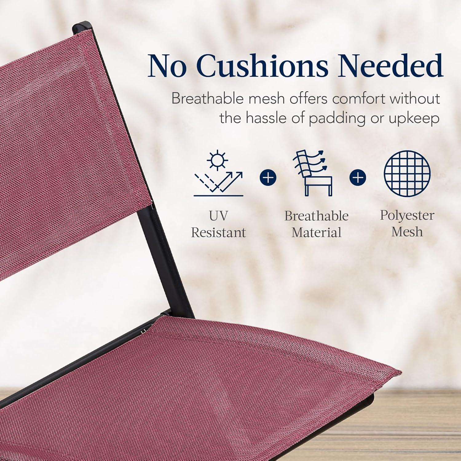 Best Choice Products 3-Piece Patio Bistro Dining Furniture Set w/ Glass Tabletop, Folding Chairs - Burgundy