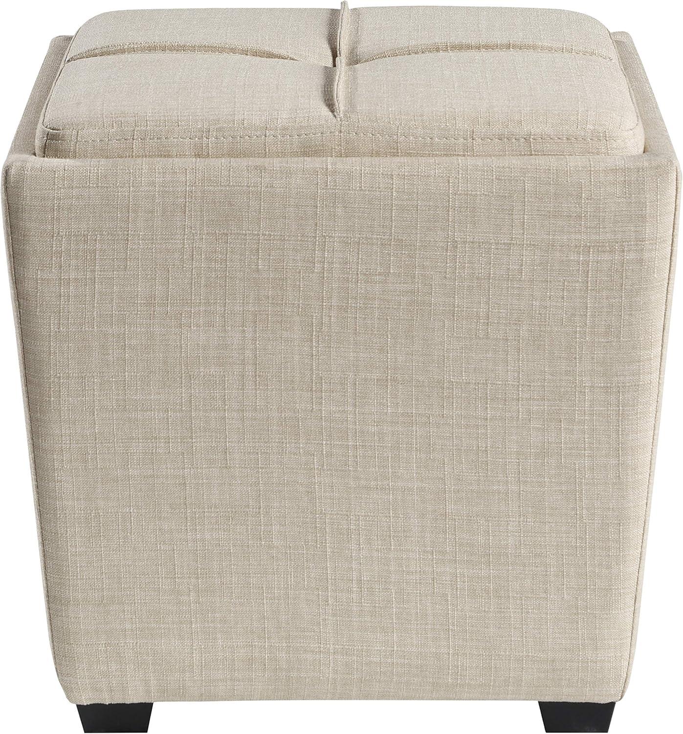 Rockford Storage Ottoman in Cream Fabric