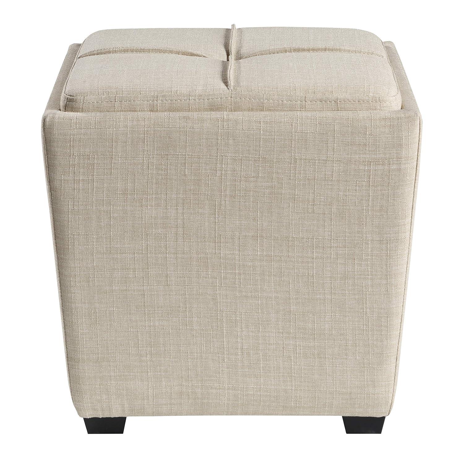Rockford Storage Ottoman in Cream Fabric