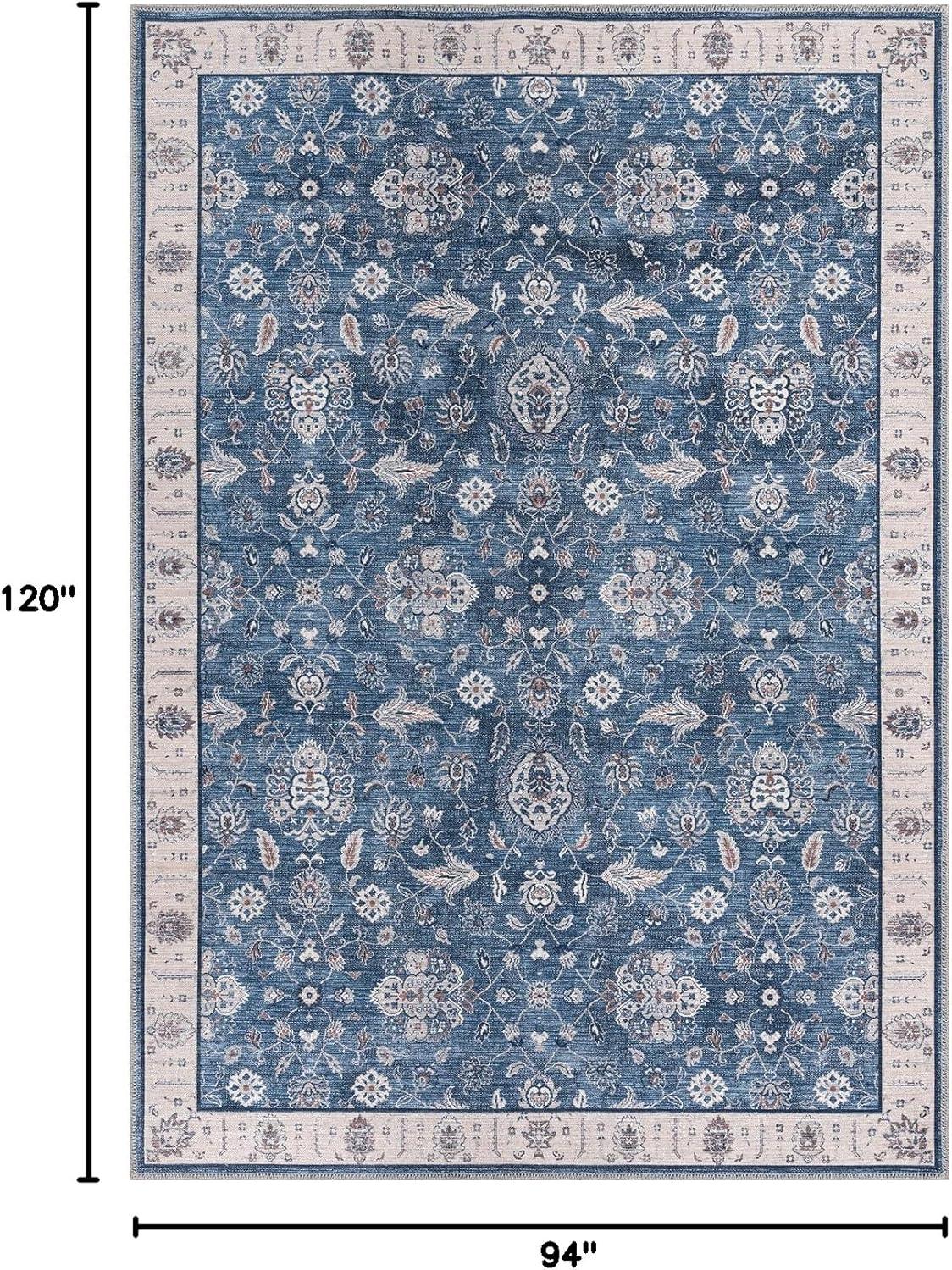 CAMILSON Oriental Retro Persian Traditional Vintage Distressed Non-Shedding Indoor Area Rug(4008-Navy 8x10)