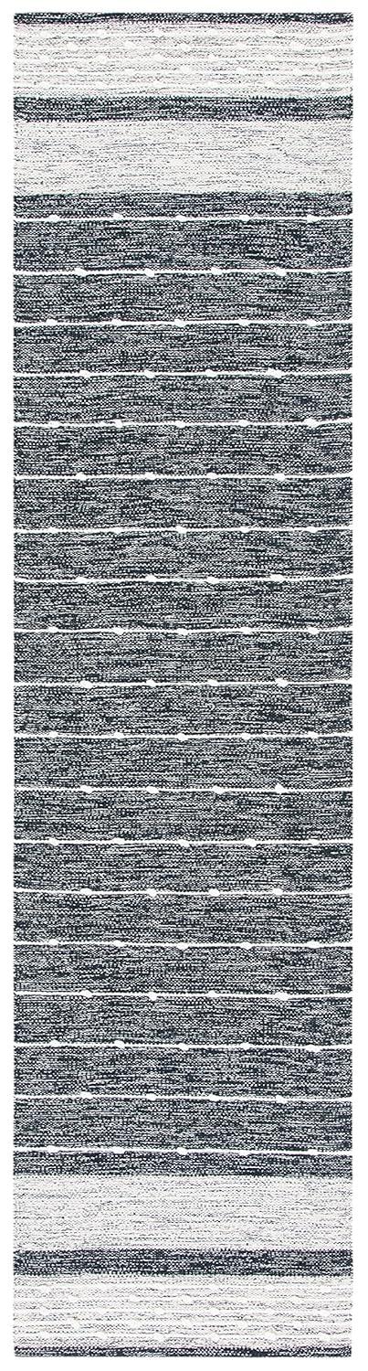 Striped Kilim STK509 Hand Woven Runner Rug - Black/Ivory - 2'3"x9' - Safavieh.
