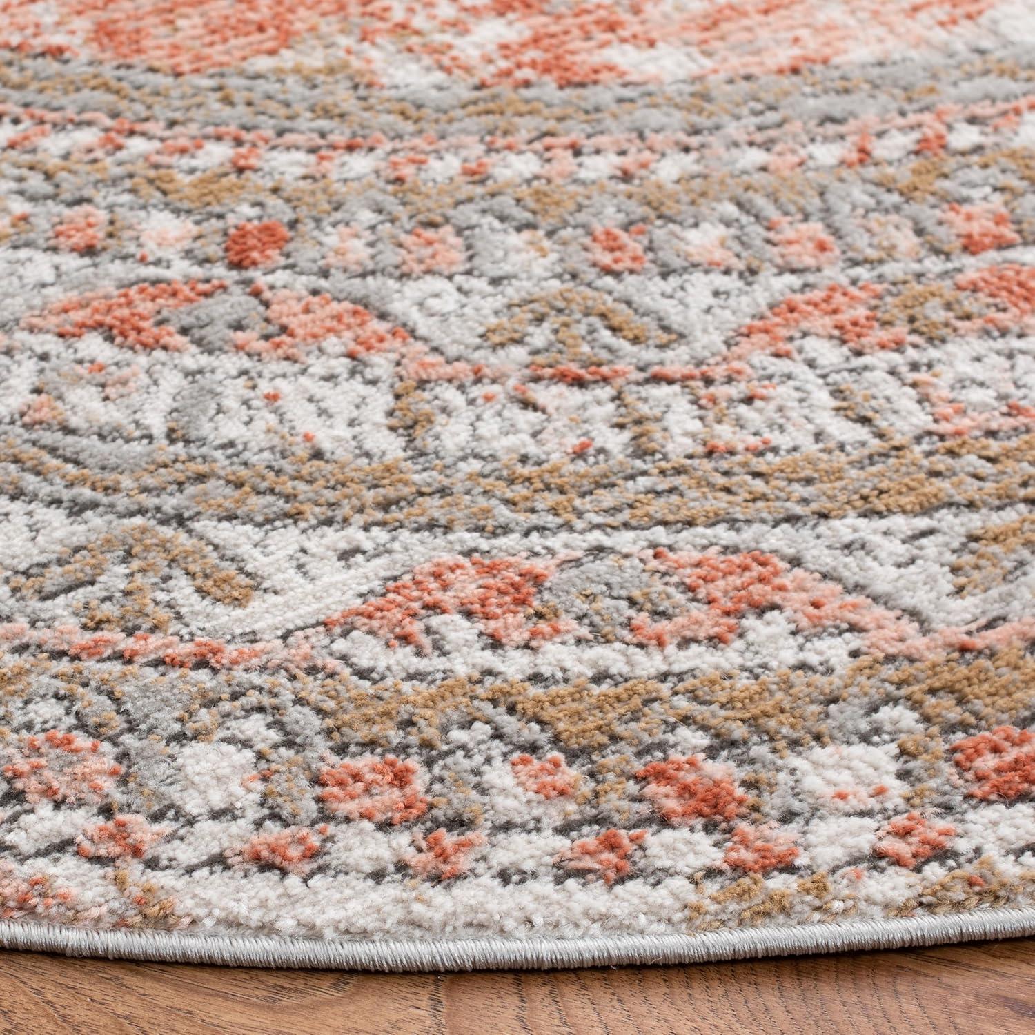 Shivan SHV725 Power Loomed Indoor Area Rug - Rose/Grey - 5'3"x7'6" - Safavieh
