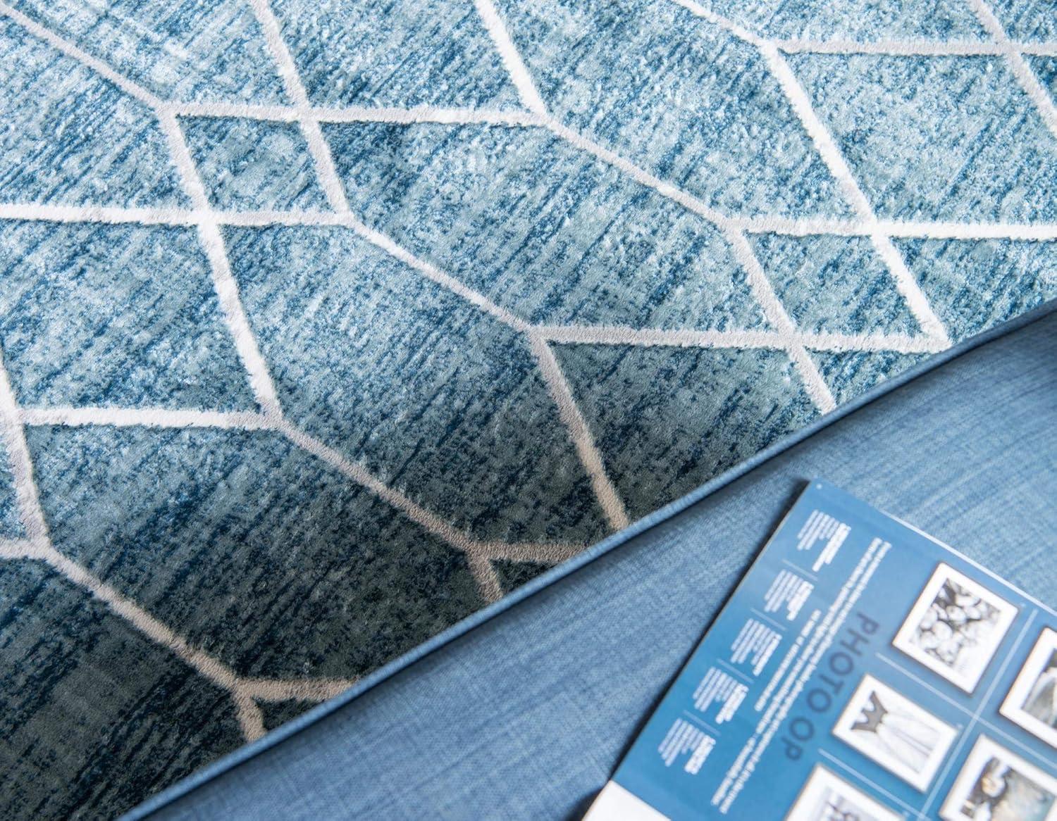 Unique Loom 8' 0 x 10' 0 Blue Matrix Trellis Deco Area Rug