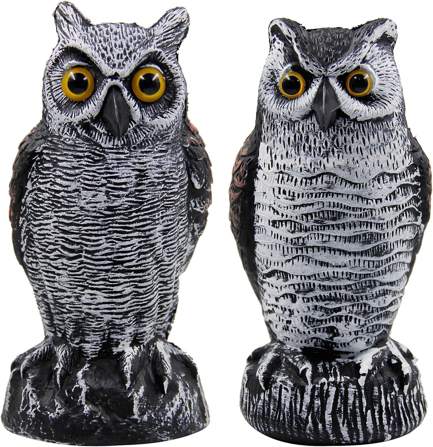 2Pack Fake Owl Decoy to Keep Birds Away Garden Decoration Bird Scare Devices for Garden Outdoor Yard