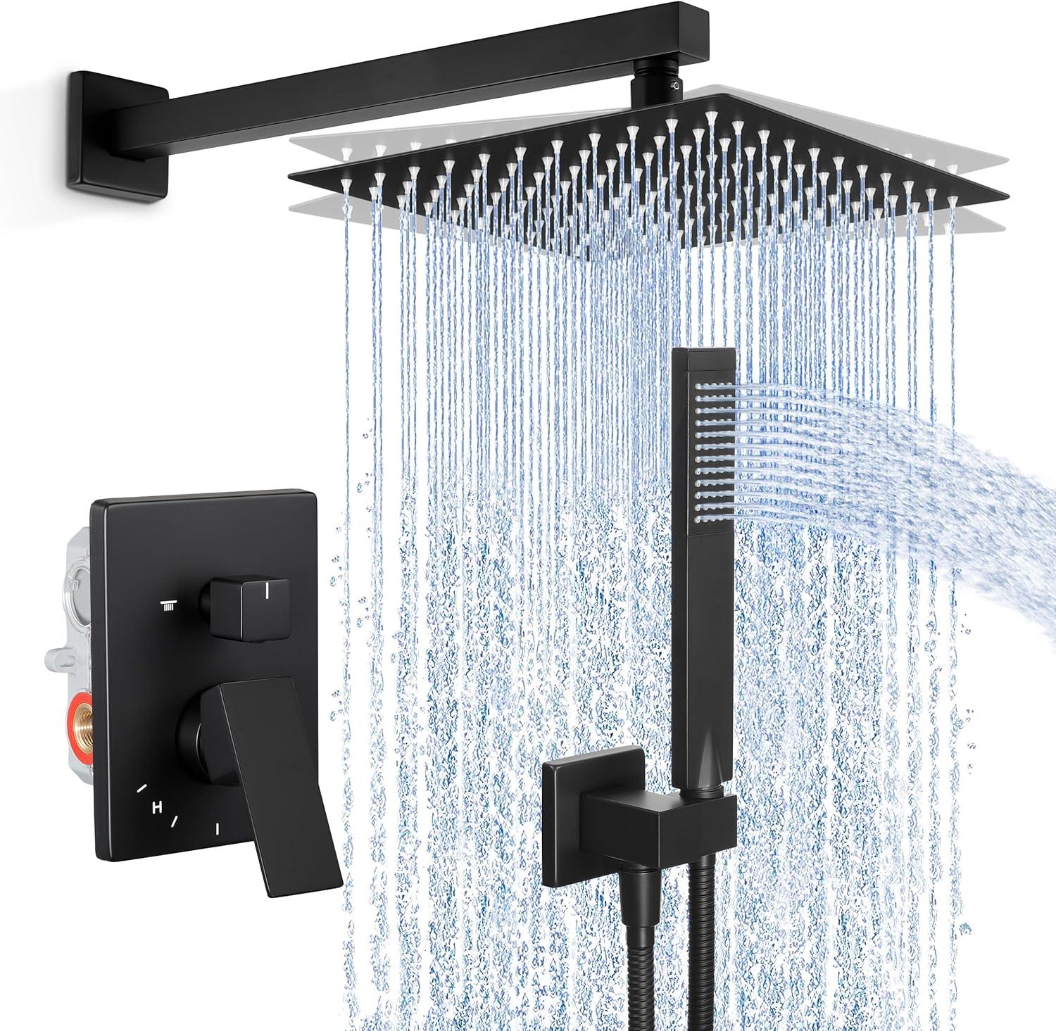 KES Shower System with Handheld Shower Valve and Trim Kit Pressure Balance Matte Black