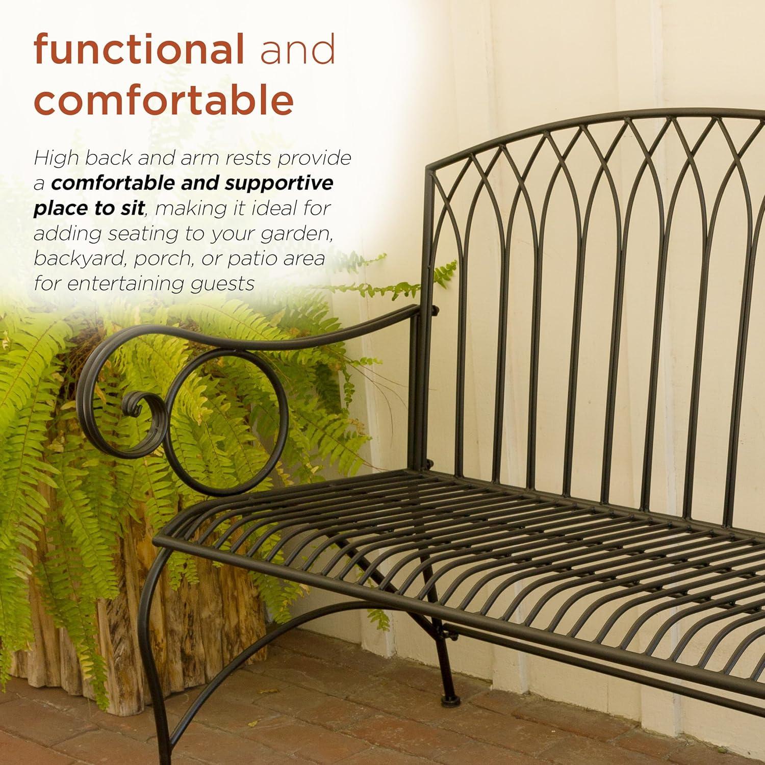 Alpine Corporation 44" x 26" x 38" Decorative Metal Wire Garden Bench, Black