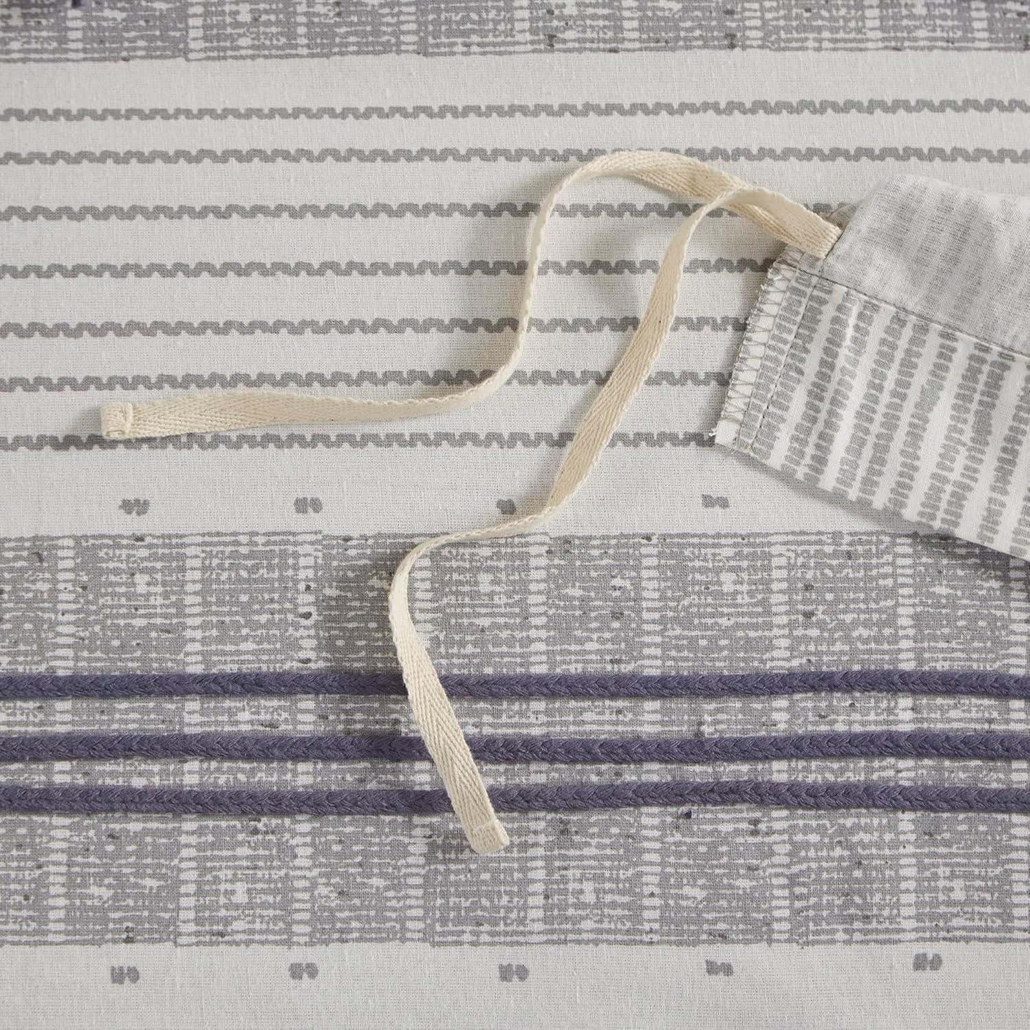 Ink+Ivy 3pc Full/Queen Cody Cotton Duvet Cover Set Gray/Navy: Woven Stripe, Lightweight, OEKO-TEX Certified