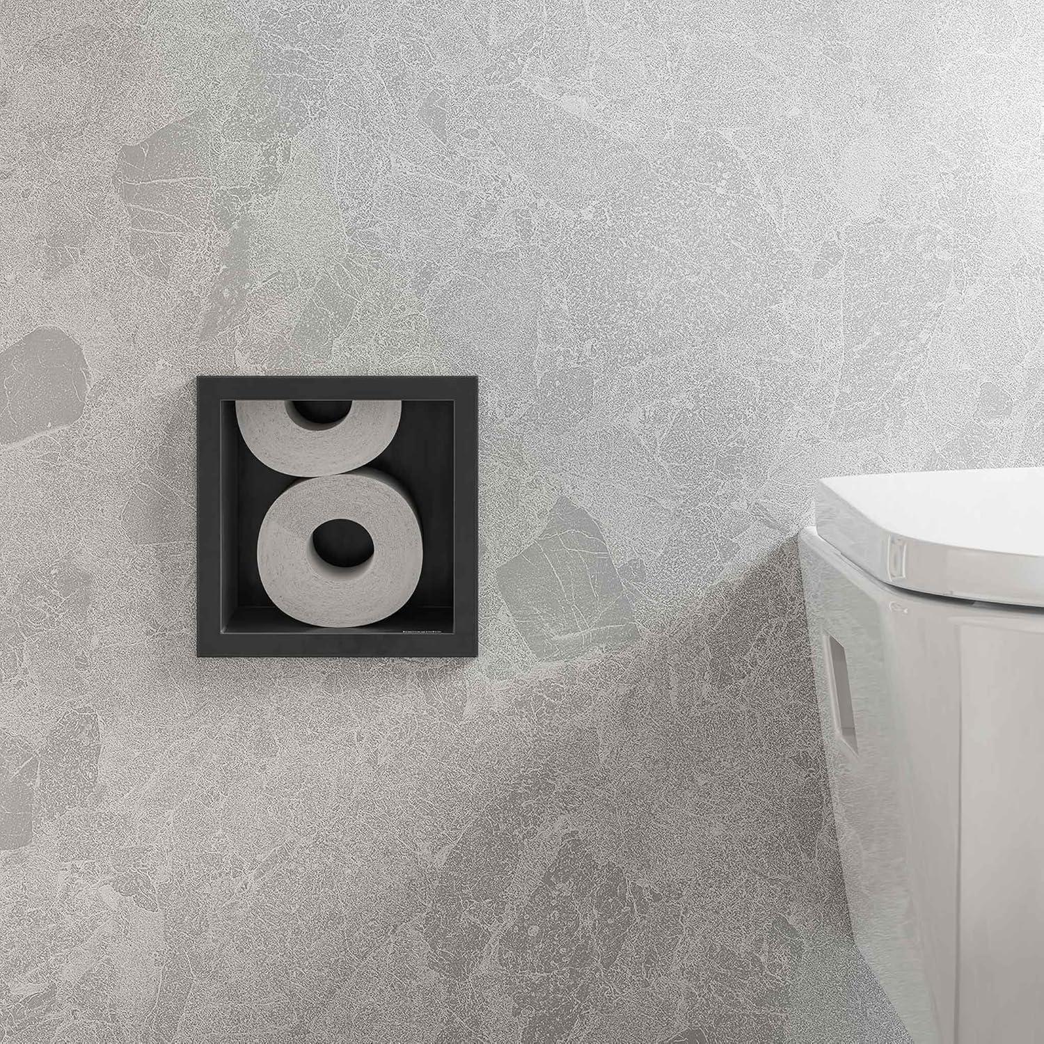 Hansgrohe 56058670 hansgrohe XtraStoris Original Recessed Toilet Paper Holder with Storage & Tileable Door