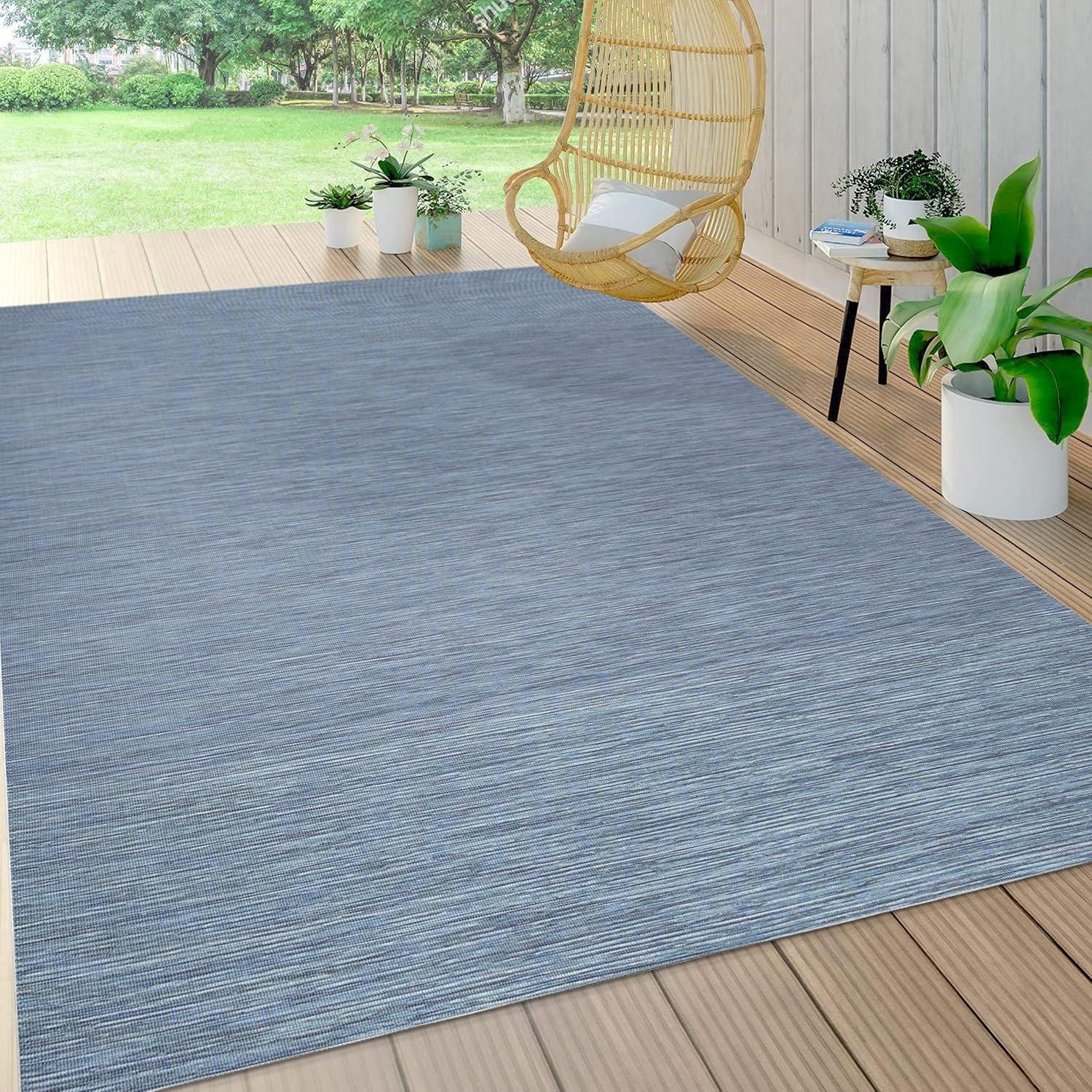 3'x5' Ethan Modern Flatweave Solid  Area Rug, Blue - JONATHAN Y