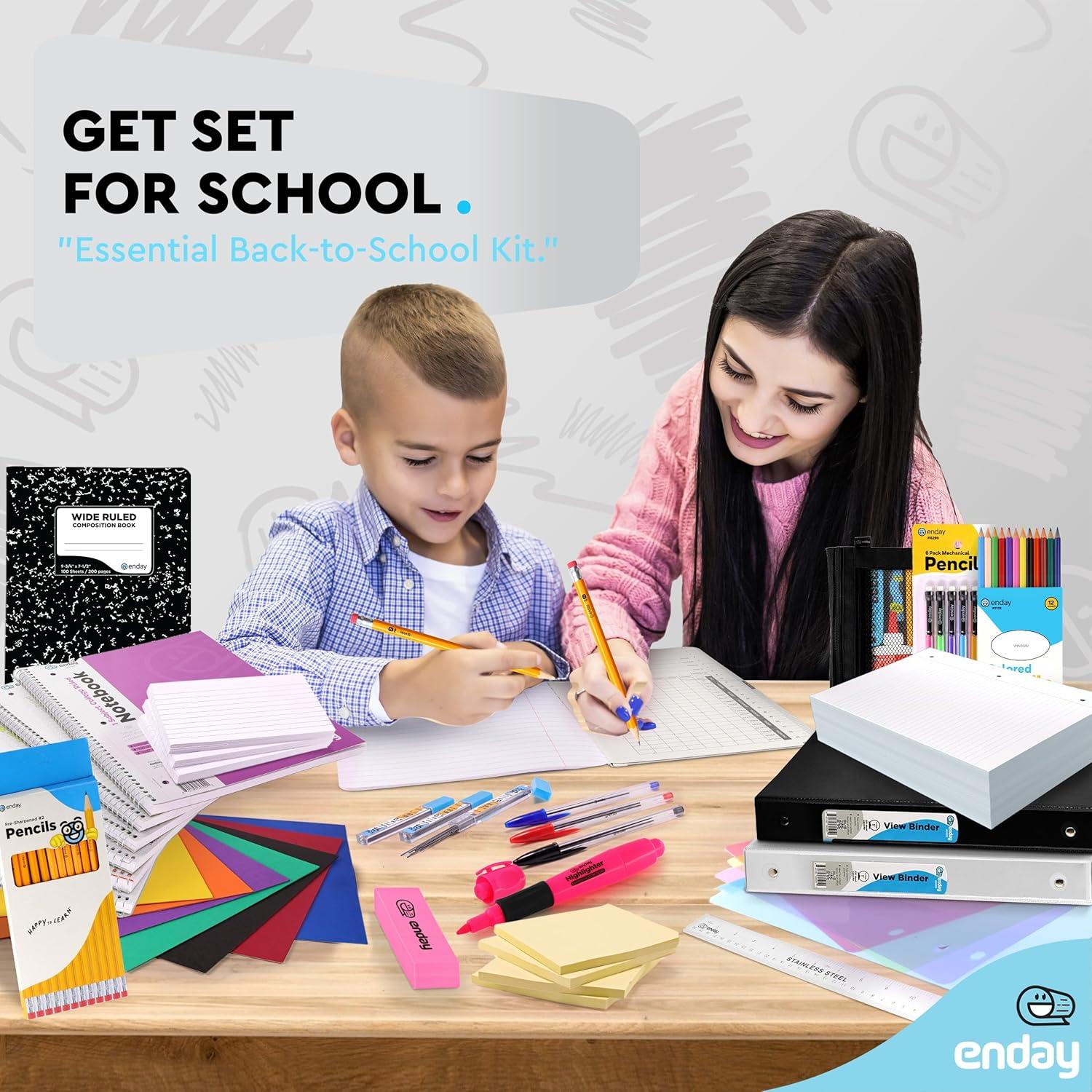 105-Piece School Supplies Kit for High School & College – Binders, Notebooks, Folders, Pens, Pencils, Sticky Notes, Dividers, Ruler, Erasers & More
