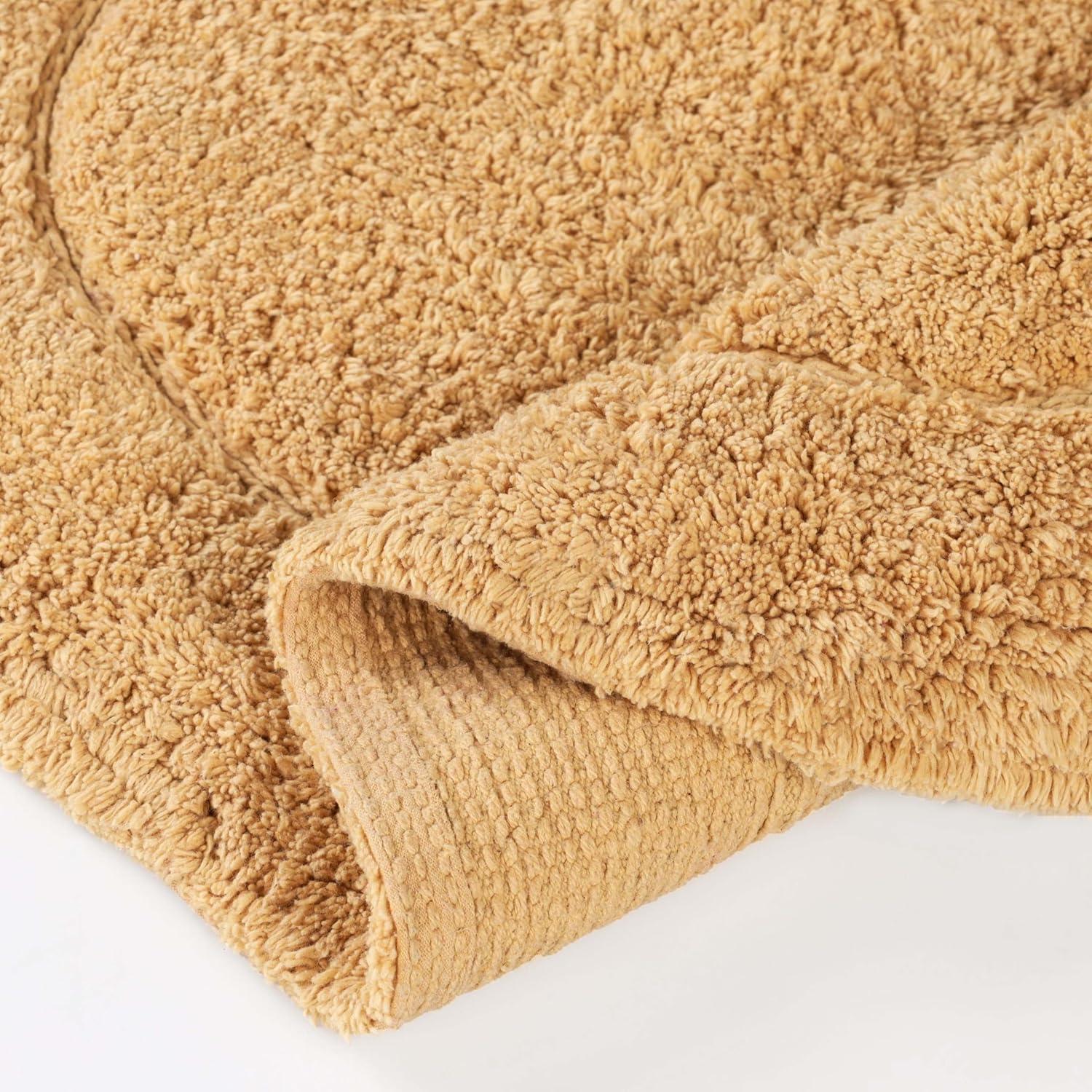 Cotton Solid 2-Piece Toast Highly Absorbent Non-Slip Oval Bath Rug Set by Superior