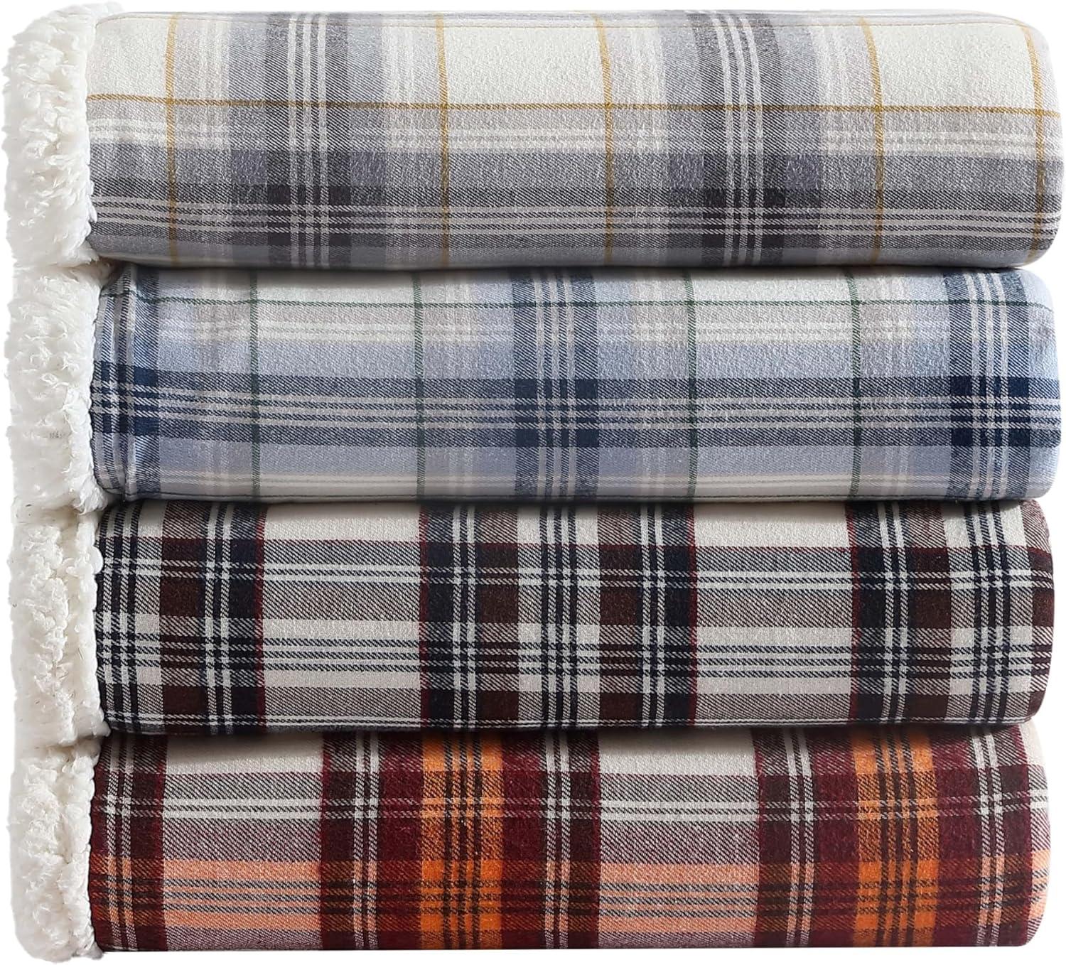 Eddie Bauer Eddie Bauer Printed Flannel/Sherpa Throw Blankets