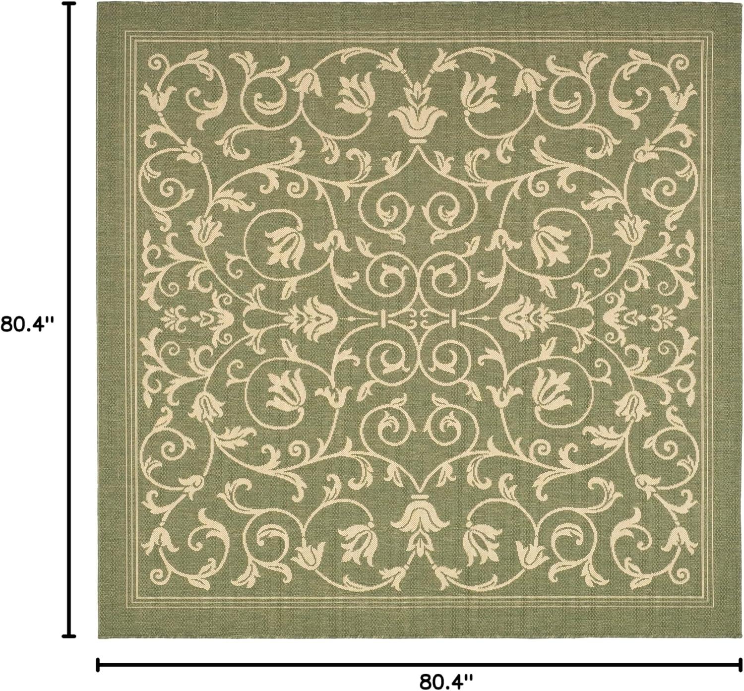 Safavieh Courtyard 6'7" Square Olive Synthetic Outdoor Area Rug