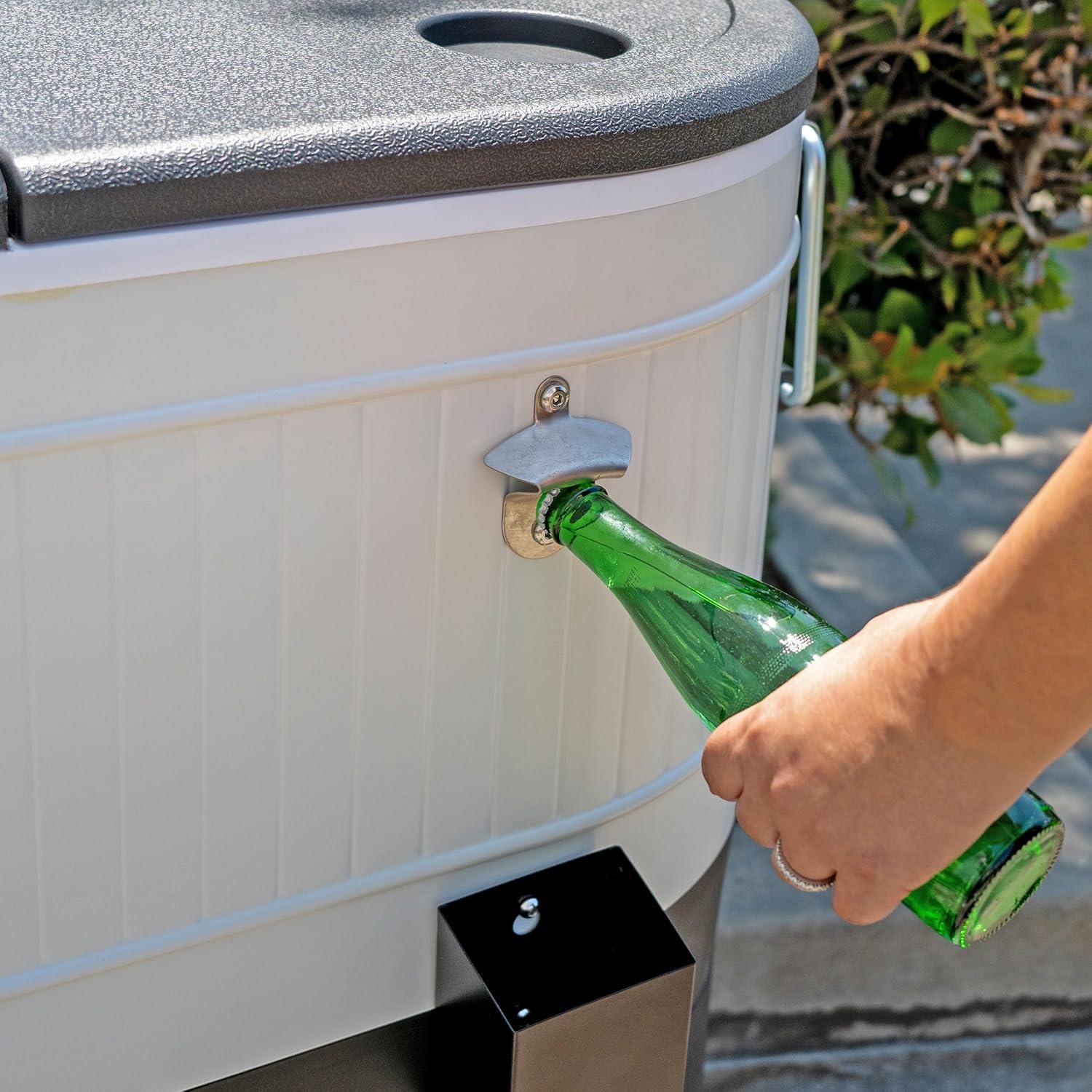 Permasteel 120-QT Outdoor Portable Patio Cooler Ice Chest with 2 Drink Dividers, Swivel Caster Wheels, Heavy-Duty Handles, White