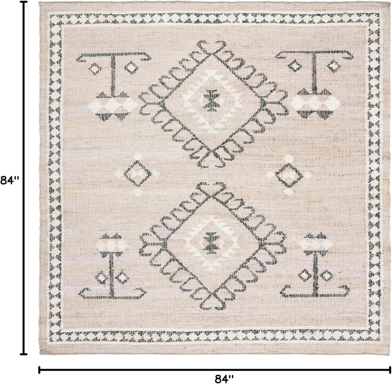 Artisan Gray Jute 84" Square Flatweave Area Rug