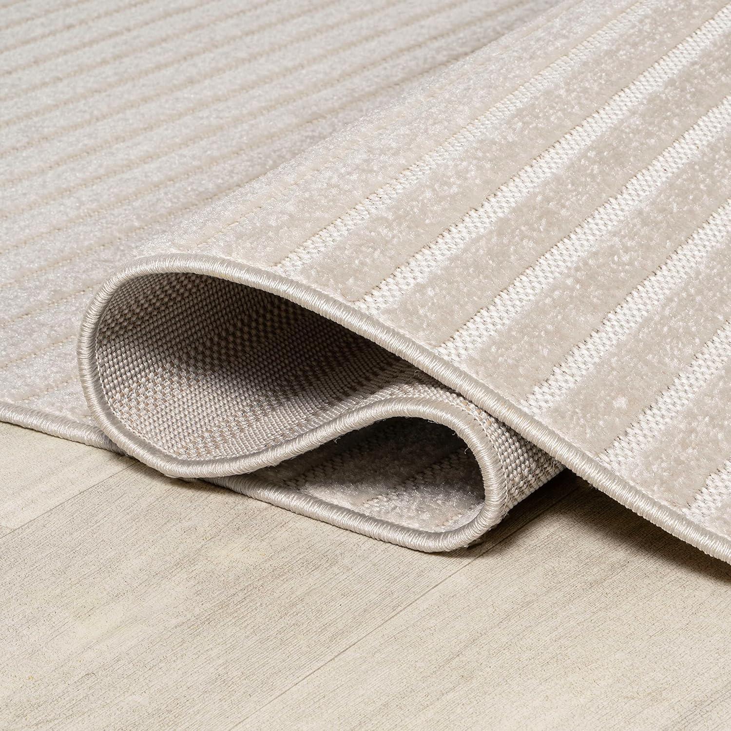 JONATHAN Y Aarhus High-Low Minimalist Scandi Striped Indoor/Outdoor Area Rug