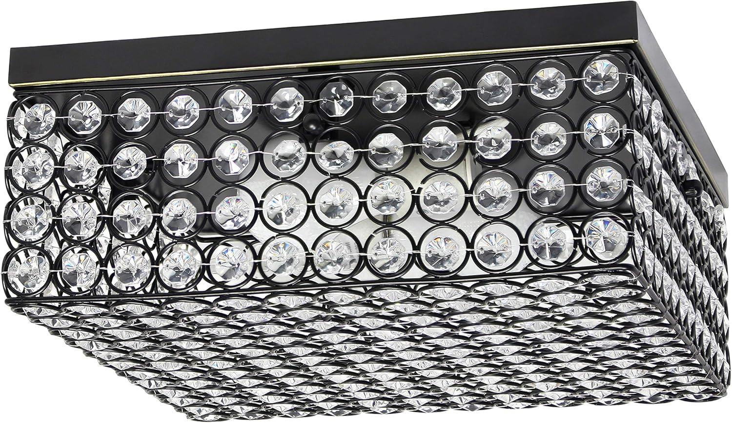 Elipse 12" Crystal and Bronze Elegant Flushmount Light