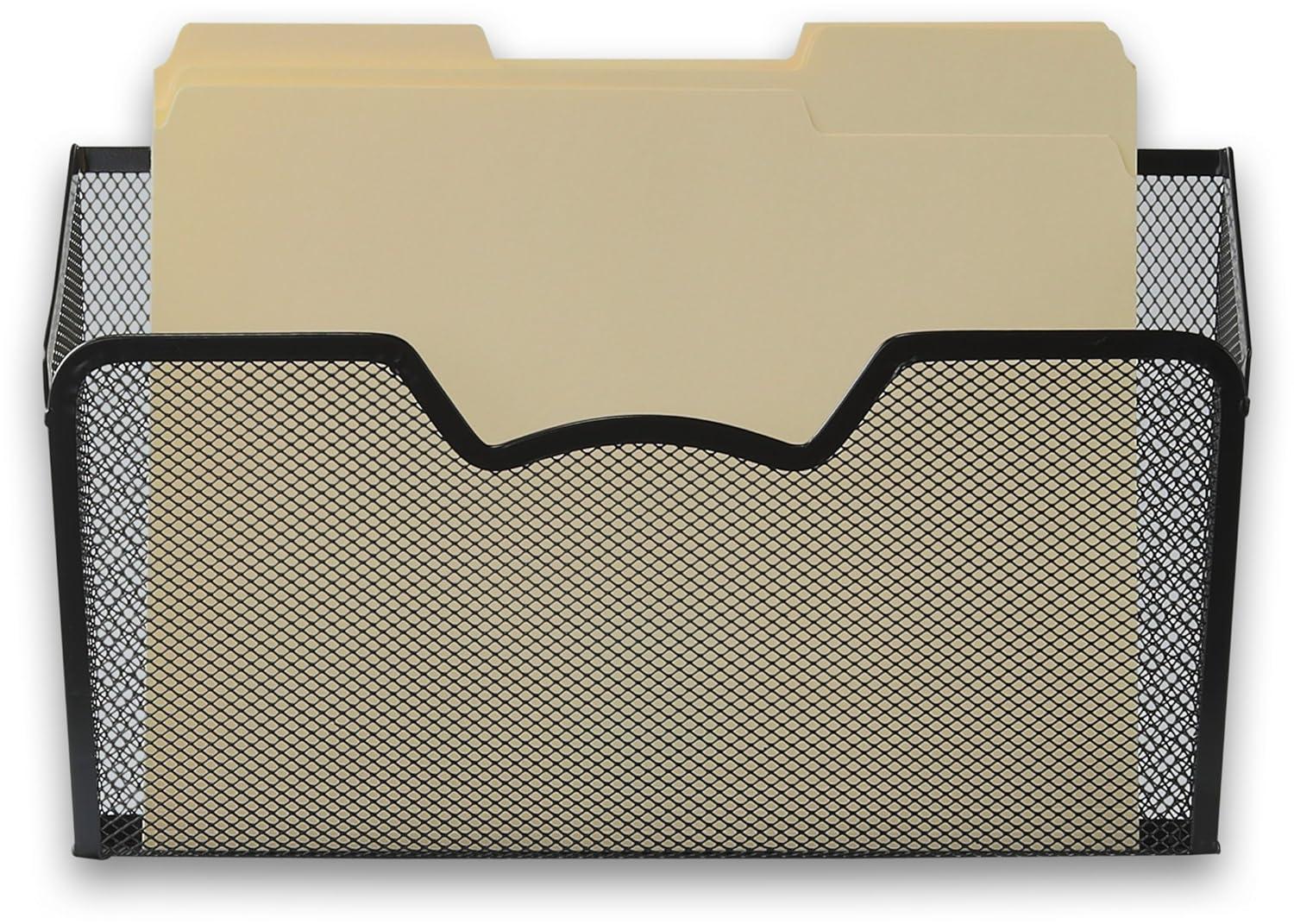 SHW 3PK Single Pocket Wall Mount File Holder, Black