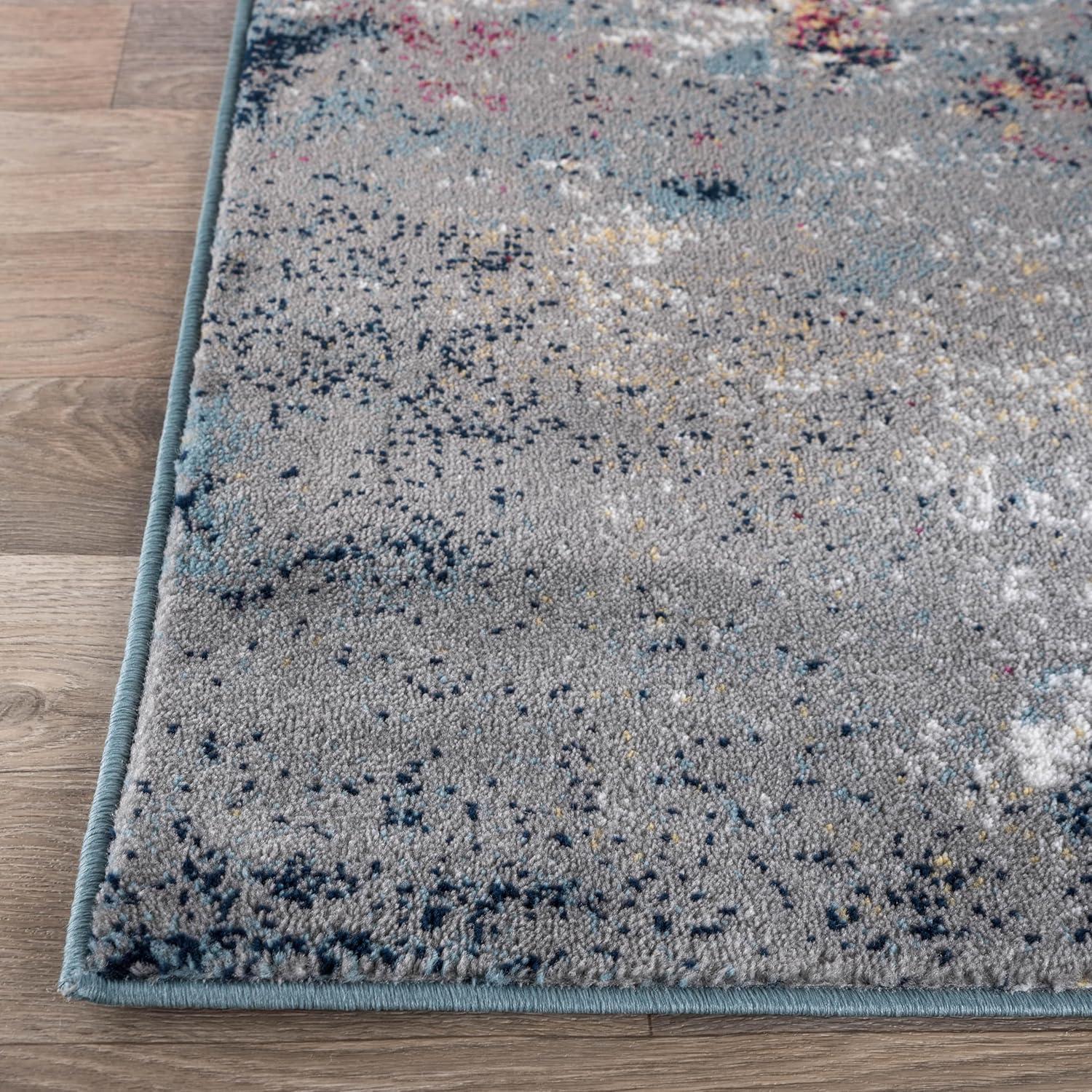 World Rug Gallery Distressed Abstract Watercolor Multi 5' x 7' Area Rug