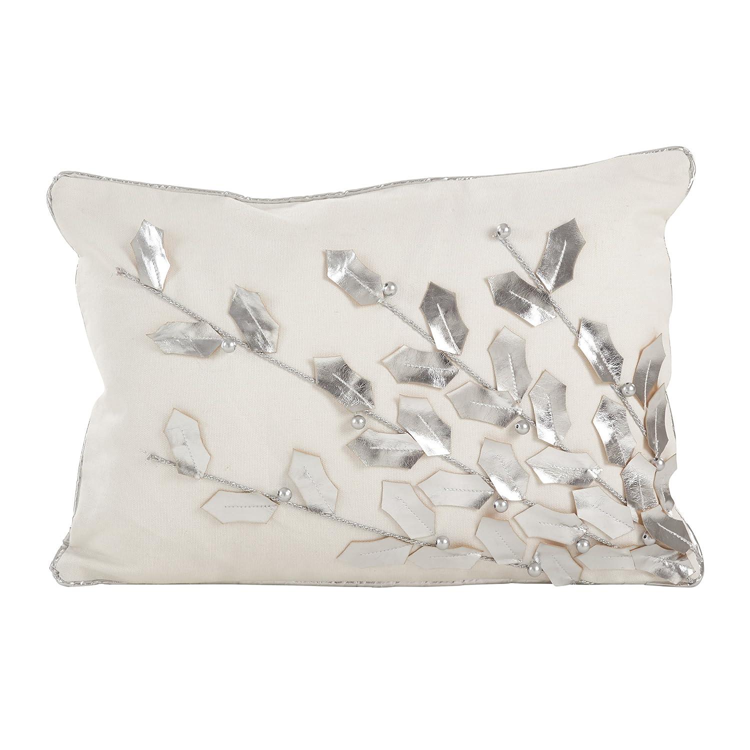Saro Poinsettia Pillow Collection Floral Cotton Throw Pillow