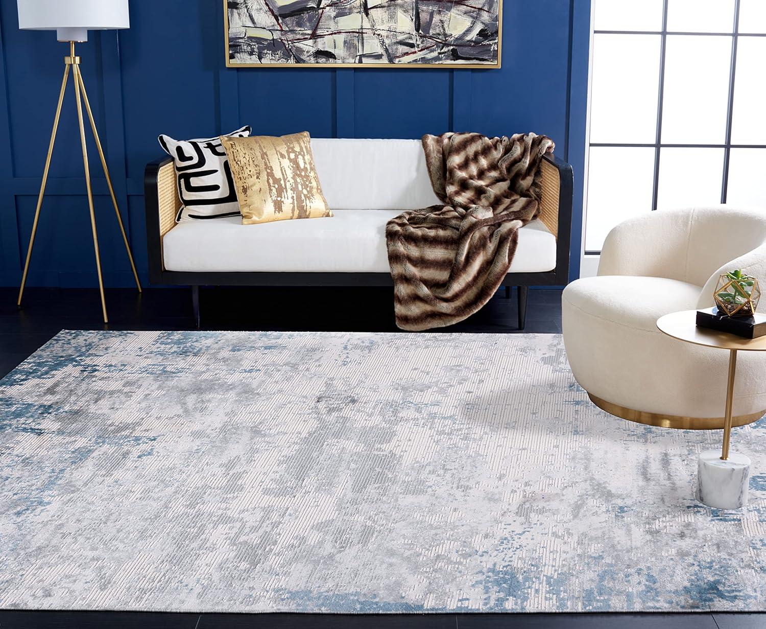 SAFAVIEH Invista Sylvester Abstract Area Rug, Grey/Blue, 9' x 12'