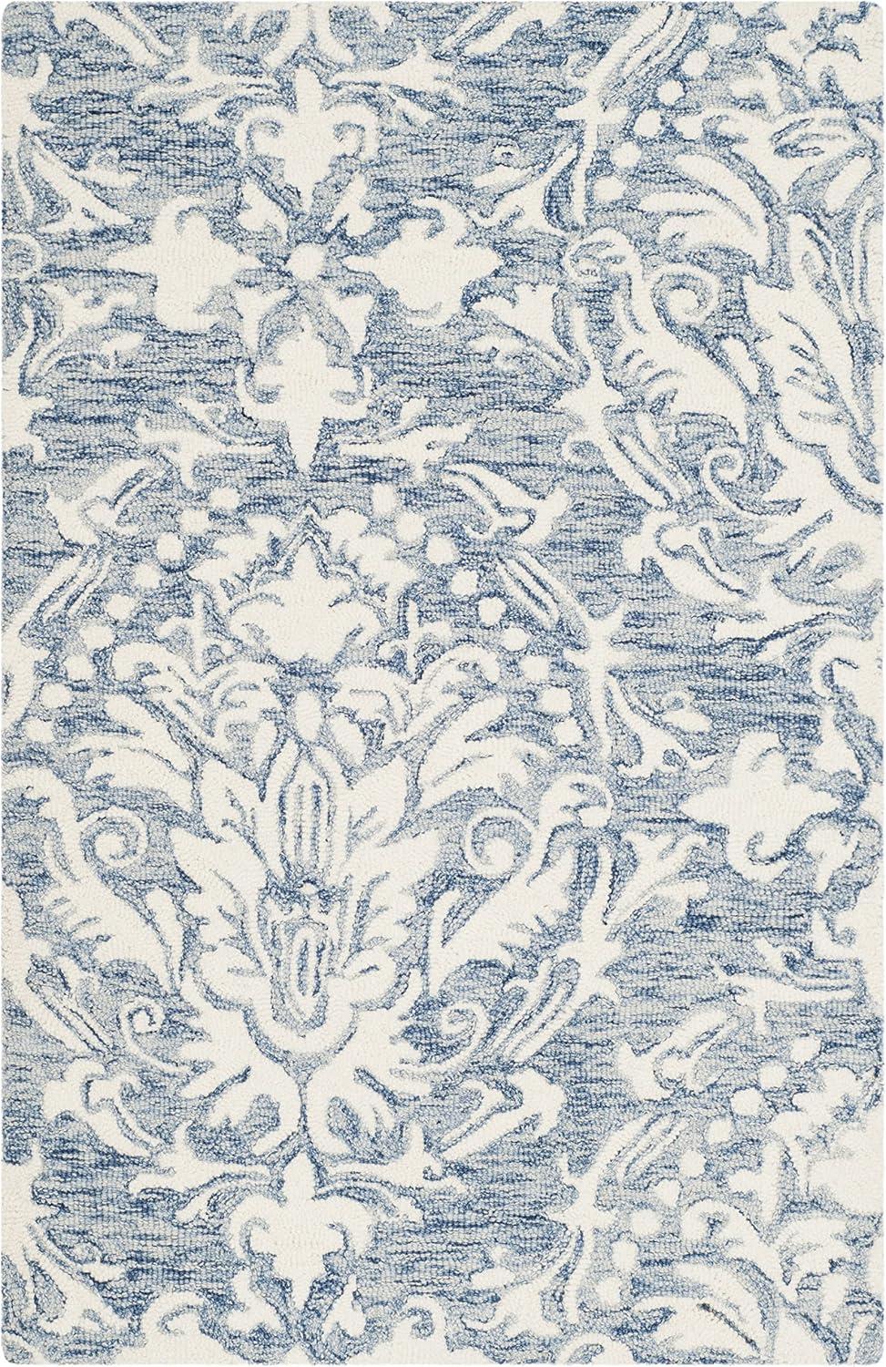 Blossom BLM107 Hand Tufted Indoor Runner Rug - Blue/Ivory - 2'6"x4' - Safavieh