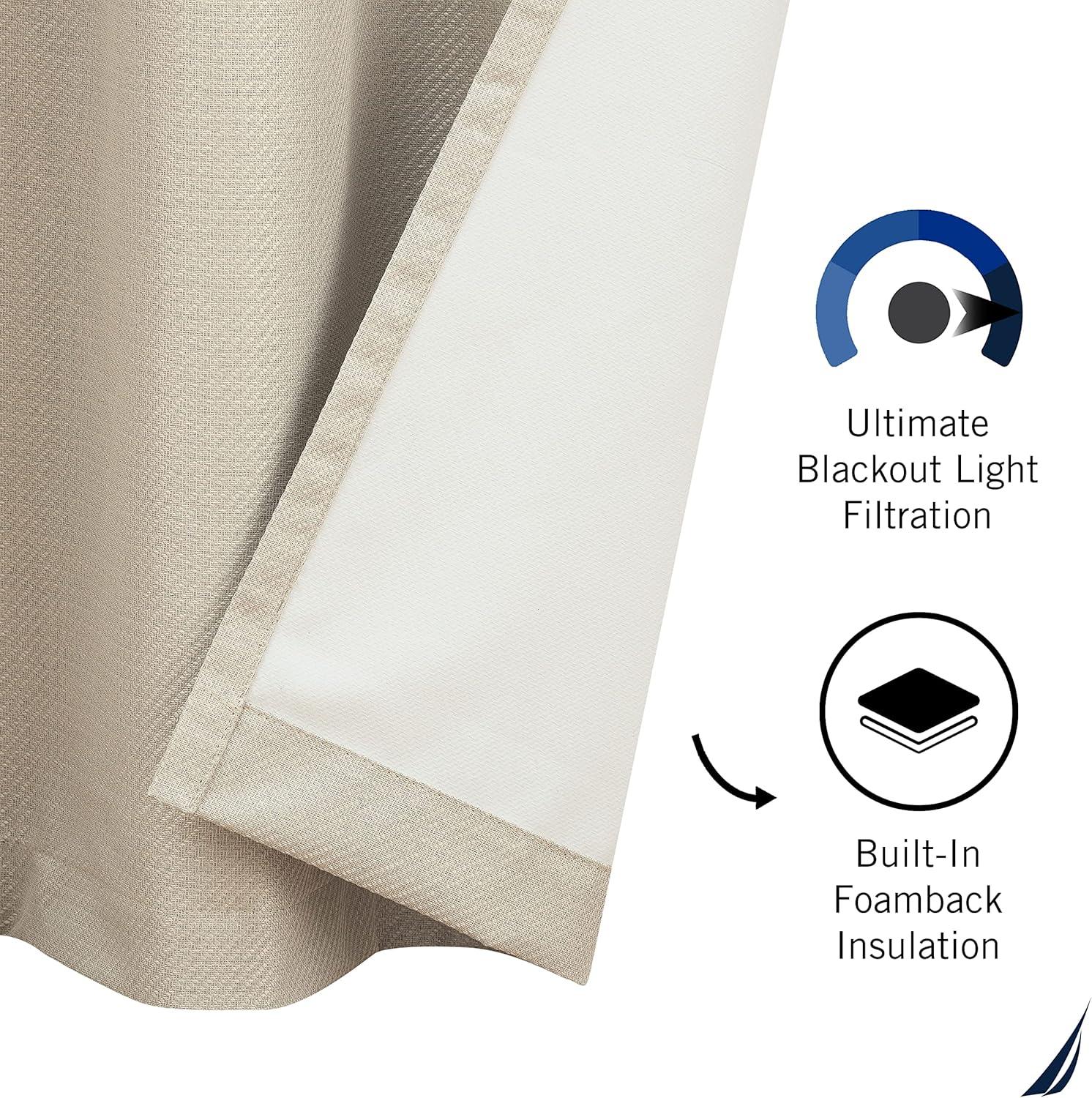 Nautica Nautica Synthetic Solid Color Blackout Thermal Rod Pocket Curtain Panels (Set of 2)