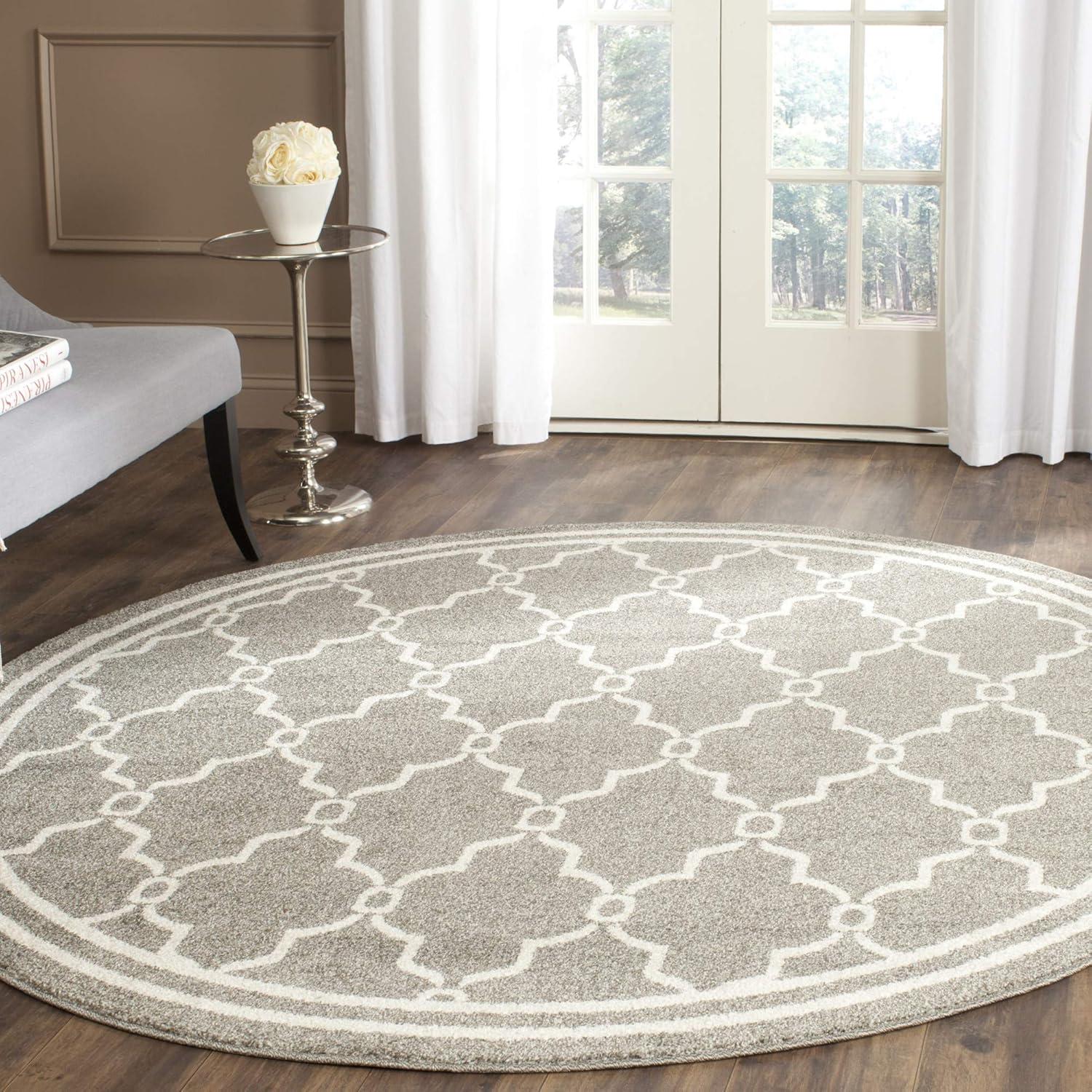 Amherst AMT414 Power Loomed Indoor Area Rug - Wheat/Beige - 7' Round - Safavieh