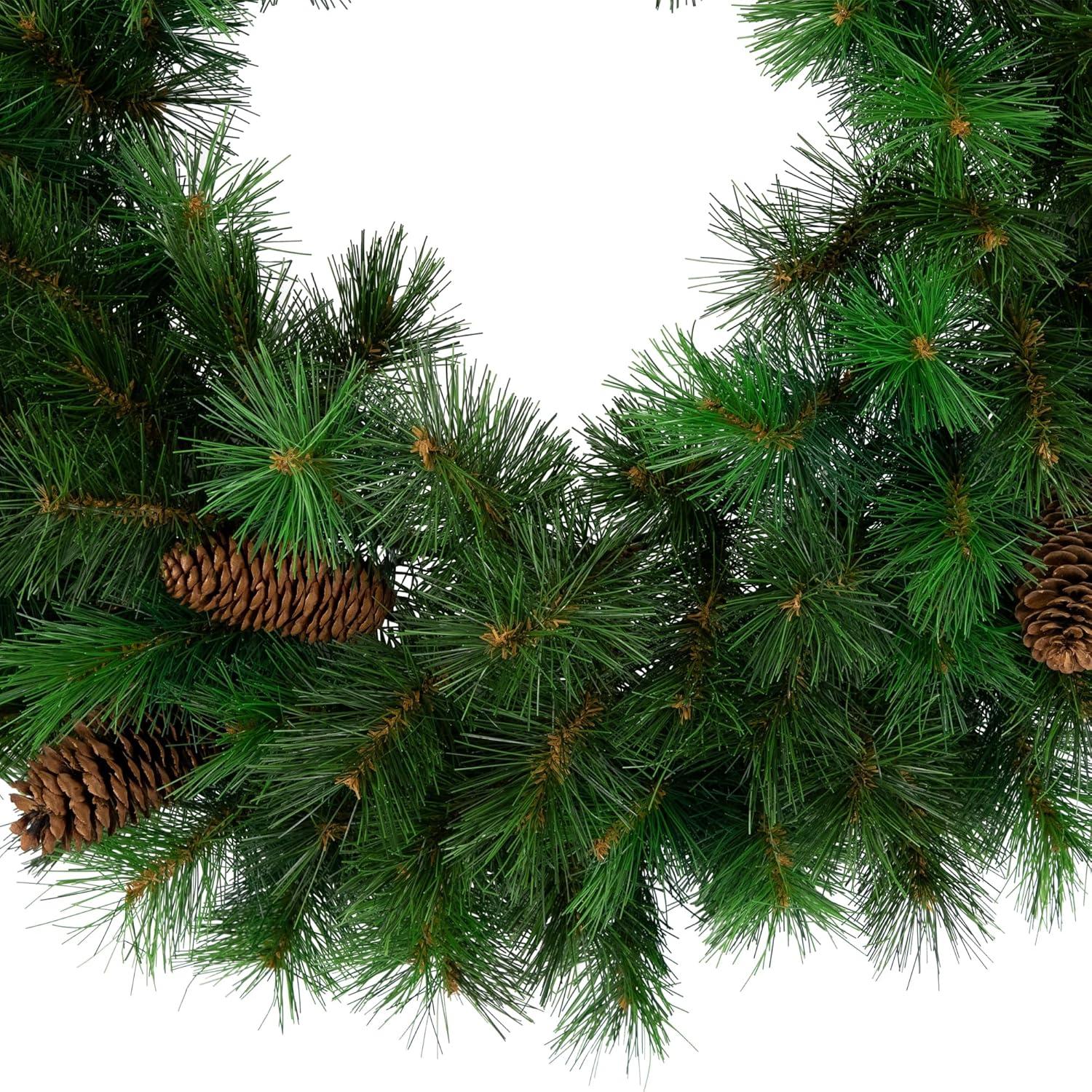 Dakota Red Pine Artificial Christmas Wreath with Pine Cones - 24-Inch Unlit